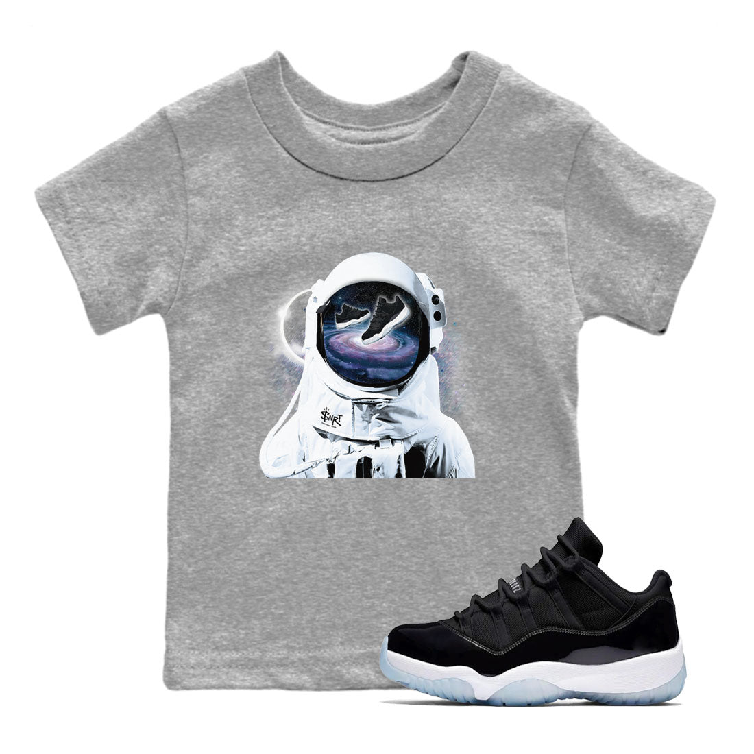 Space Discovery snkmatch Tees Kids - Air Jordan 11 Black and Varsity Royal