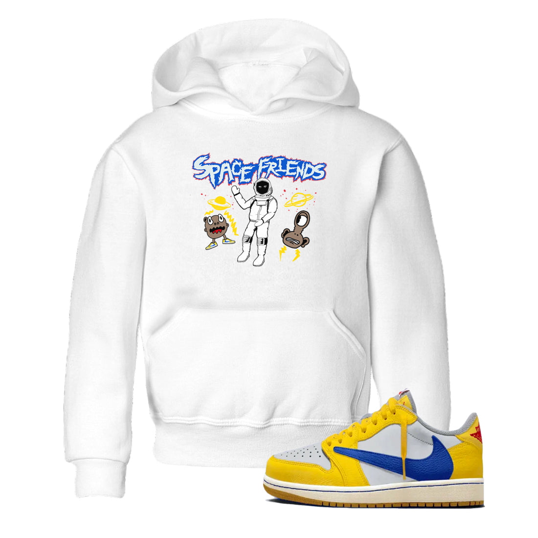 Space Friends snkmatch Tees Kids - Air Jordan 1 Travis Scott Canary