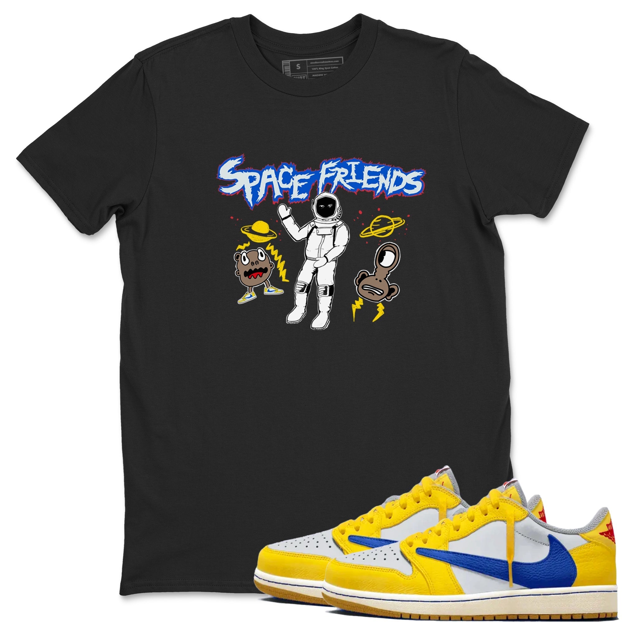 Space Friends snkmatch Tees - Air Jordan 1 Travis Scott Canary