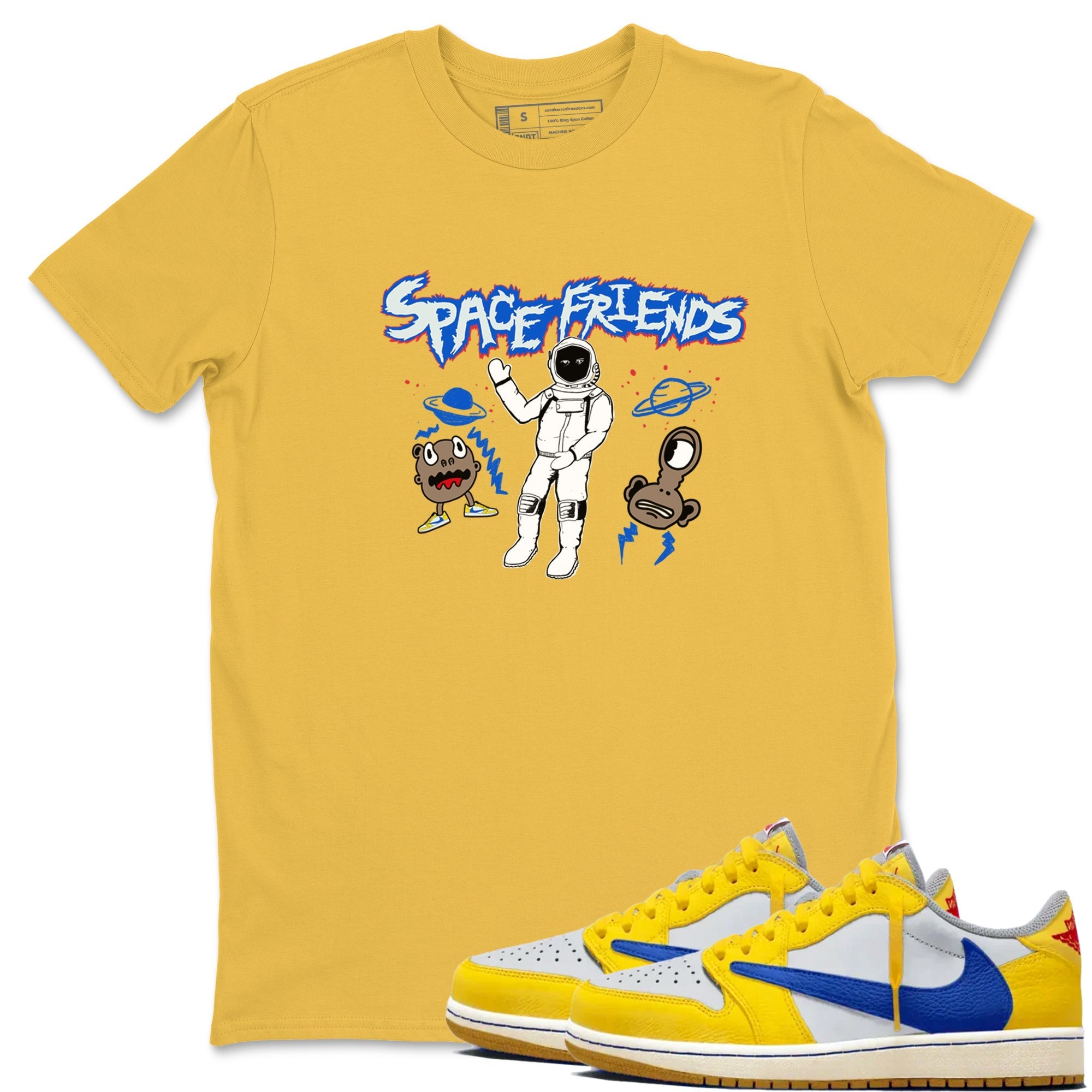 Space Friends snkmatch Tees - Air Jordan 1 Travis Scott Canary