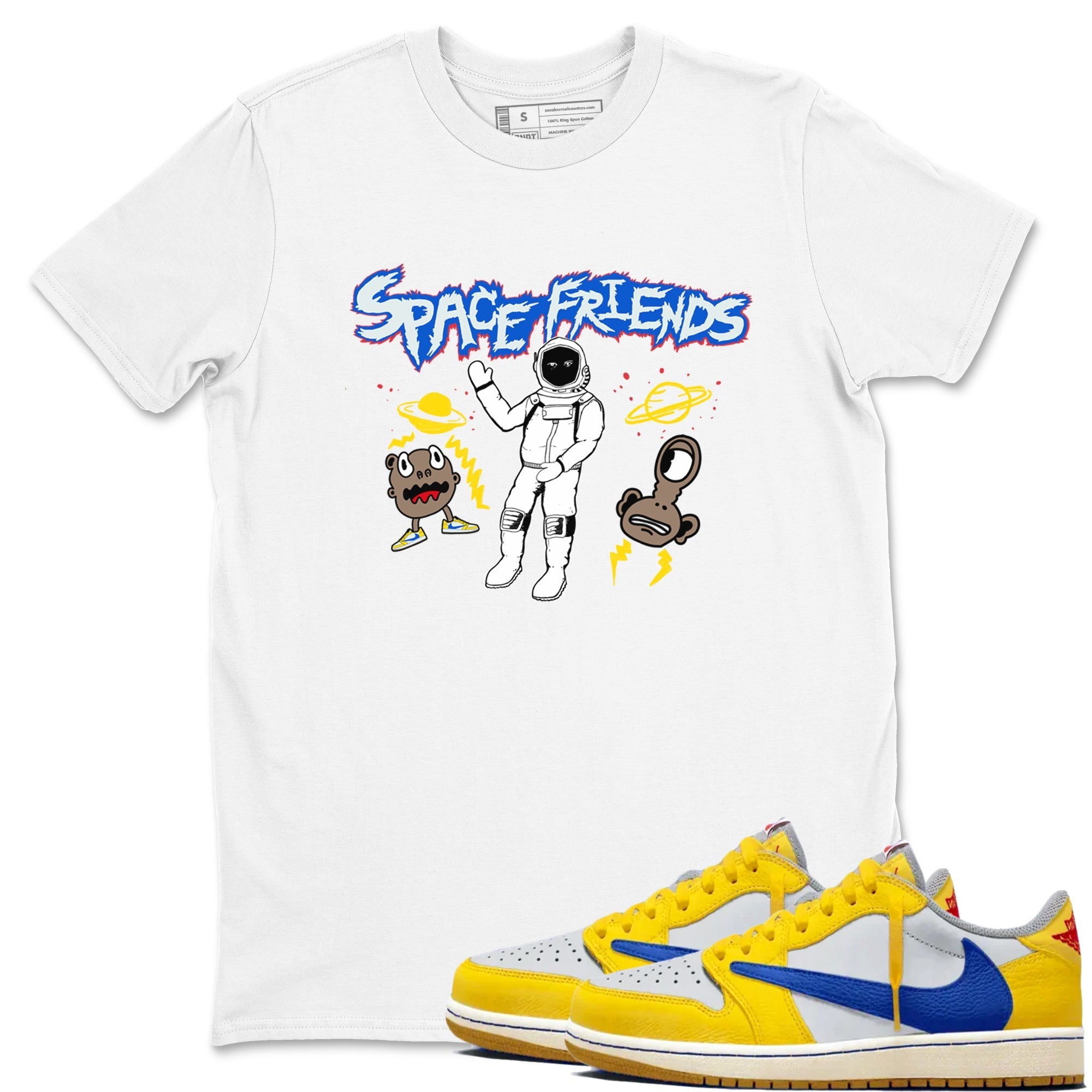 Space Friends snkmatch Tees - Air Jordan 1 Travis Scott Canary