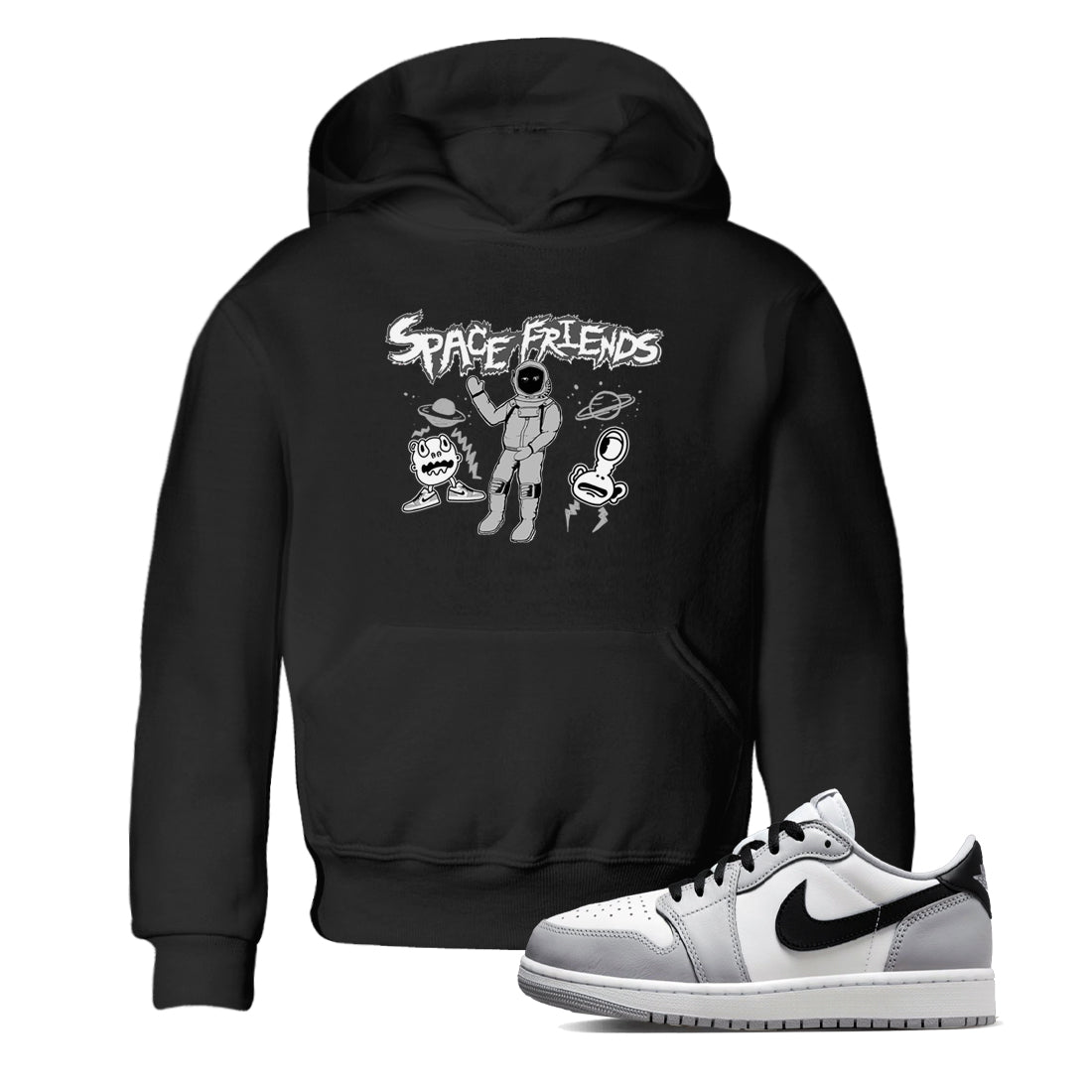 Space Friends snkmatch Tees Kids - Air Jordan 1 Wolf Grey