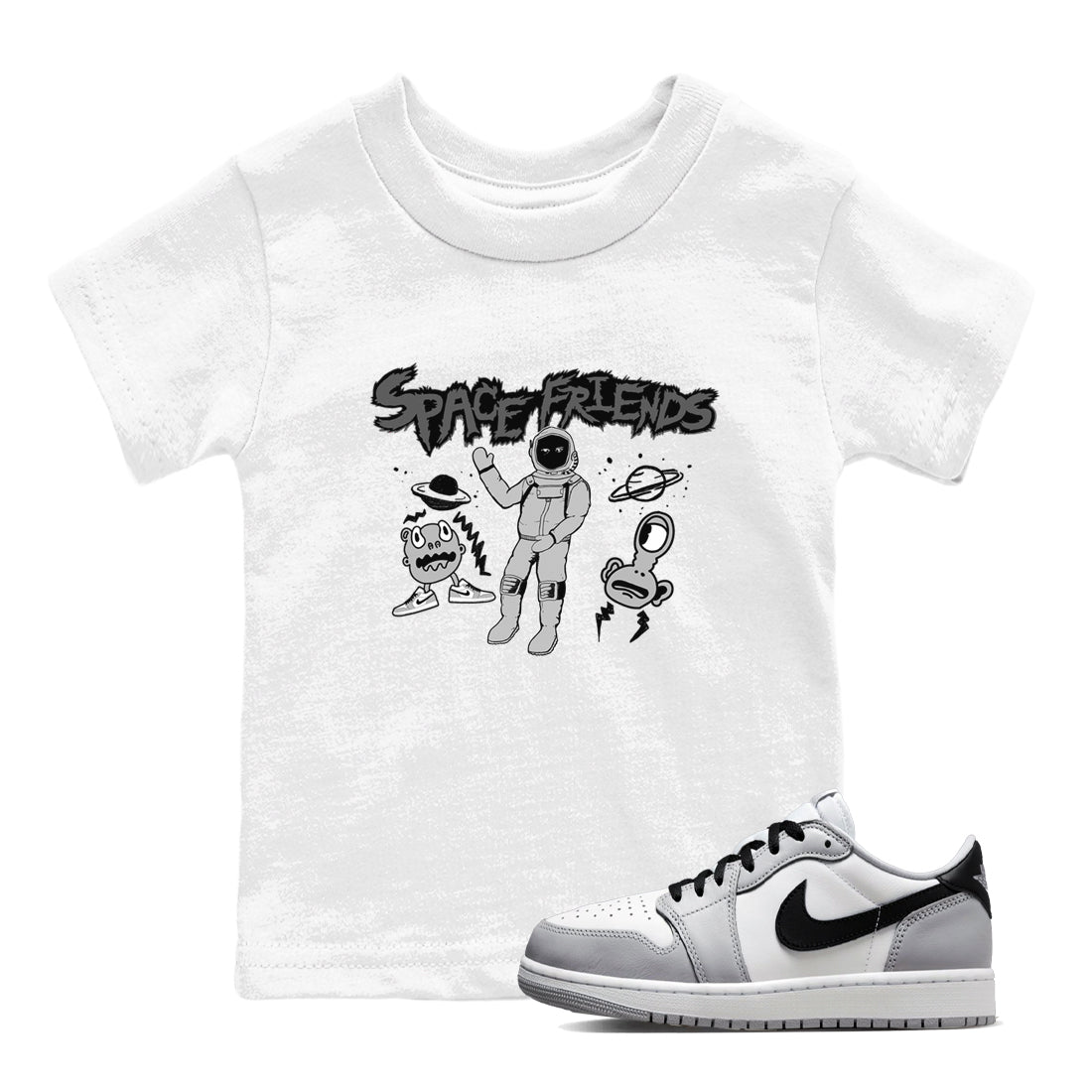 Space Friends snkmatch Tees Kids - Air Jordan 1 Wolf Grey