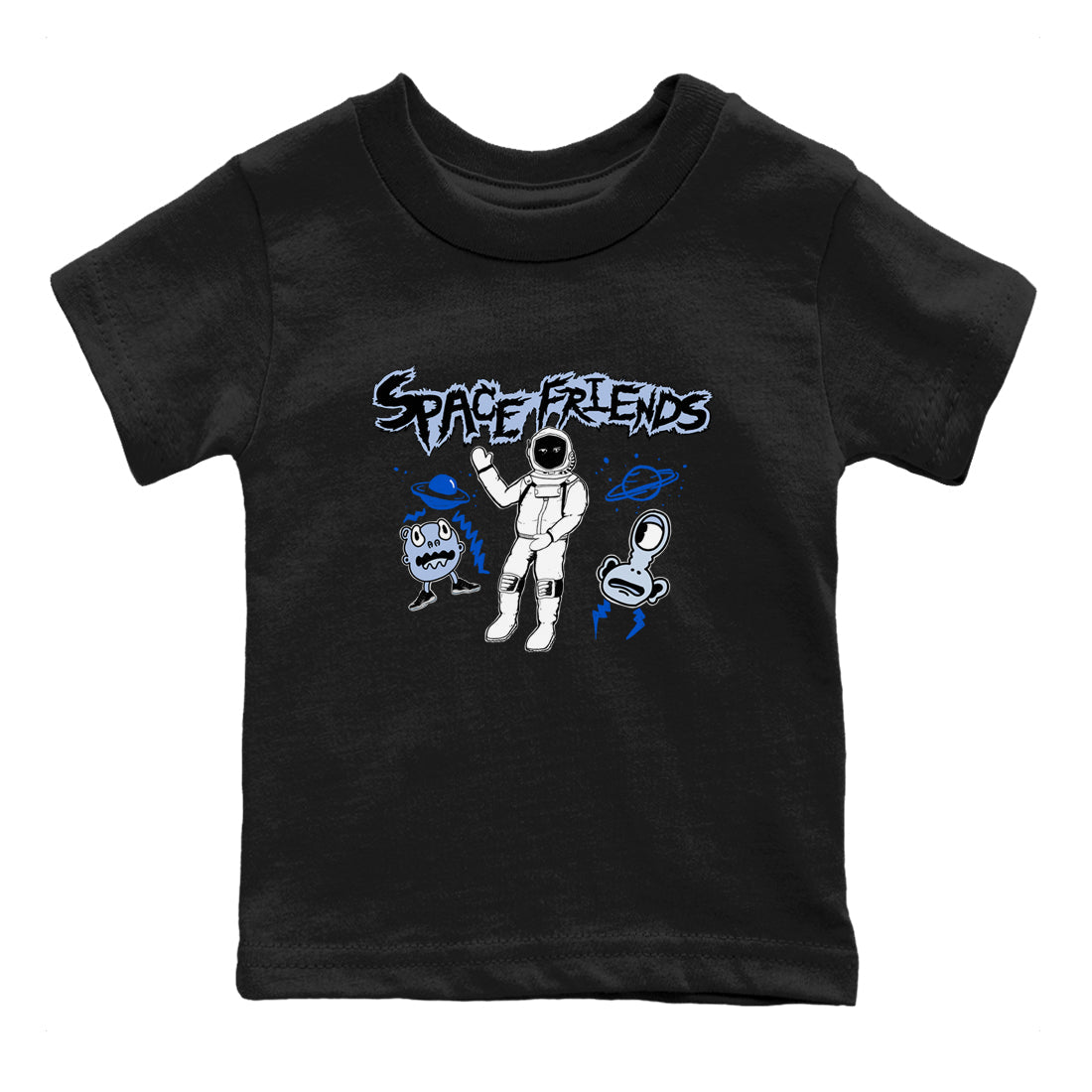 Space Friends snkmatch Tees Kids - Air Jordan 11 Black and Varsity Royal