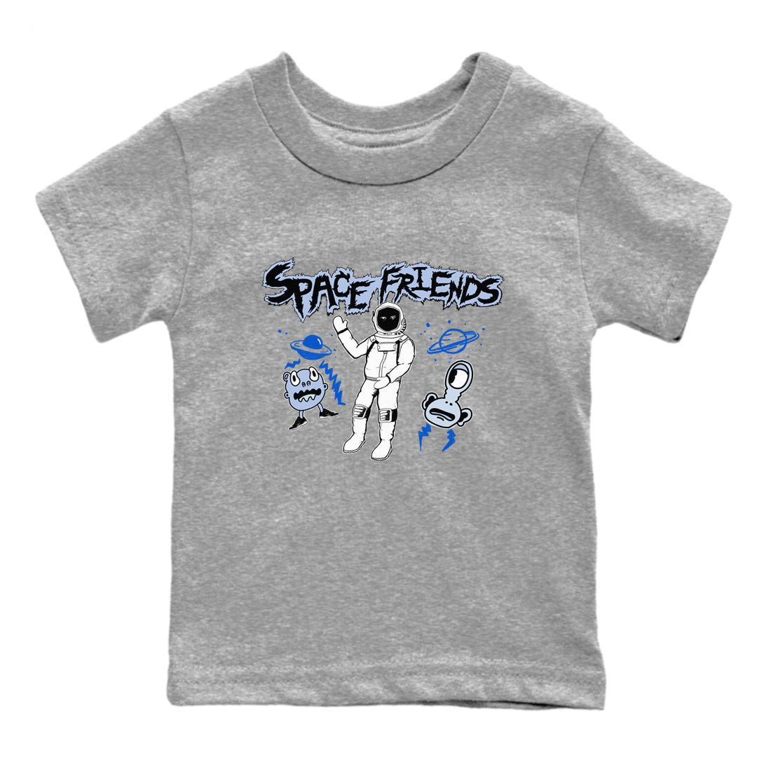 Space Friends snkmatch Tees Kids - Air Jordan 11 Black and Varsity Royal