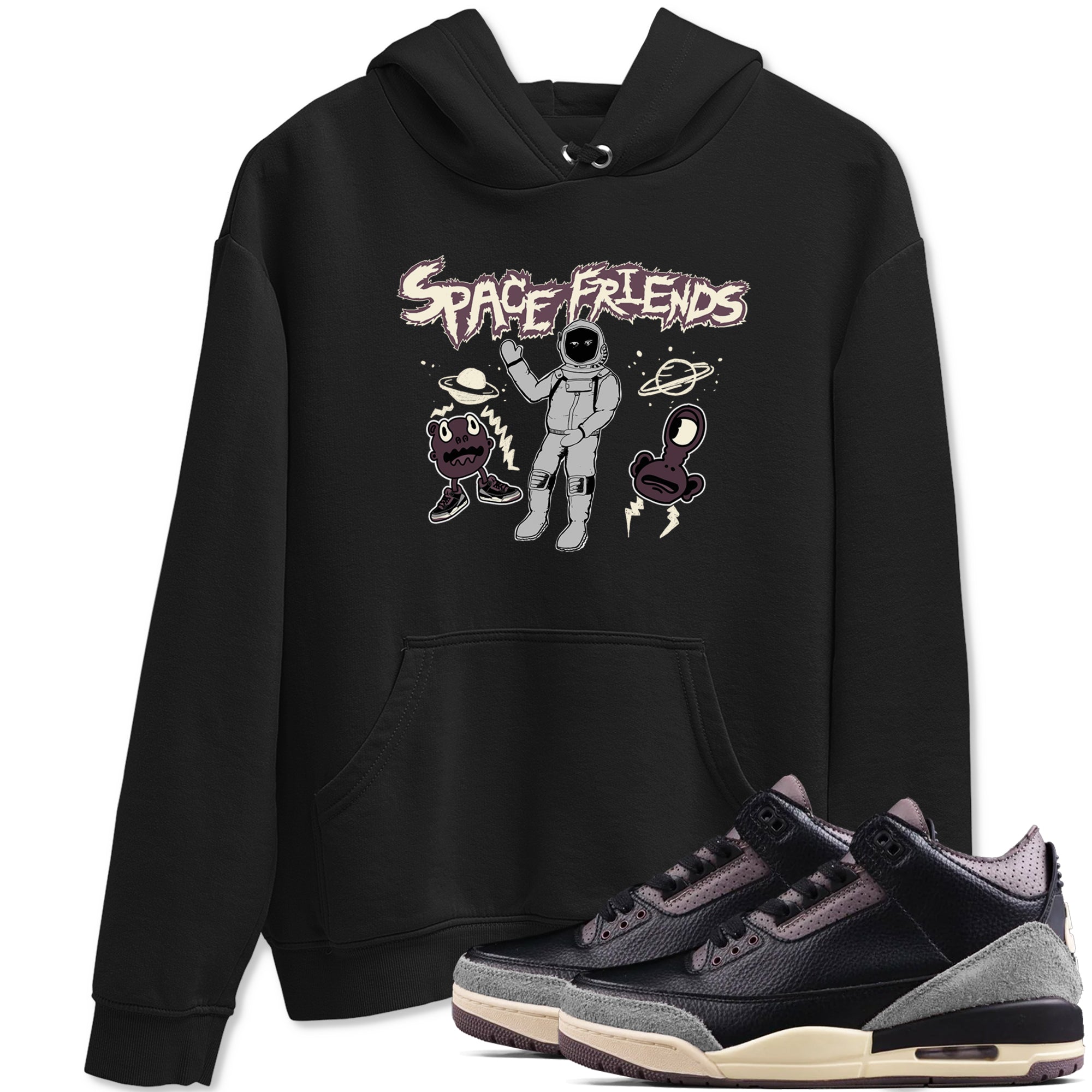 Space Friends snkmatch Tees - Air Jordan 3 A Ma Maniere x Black