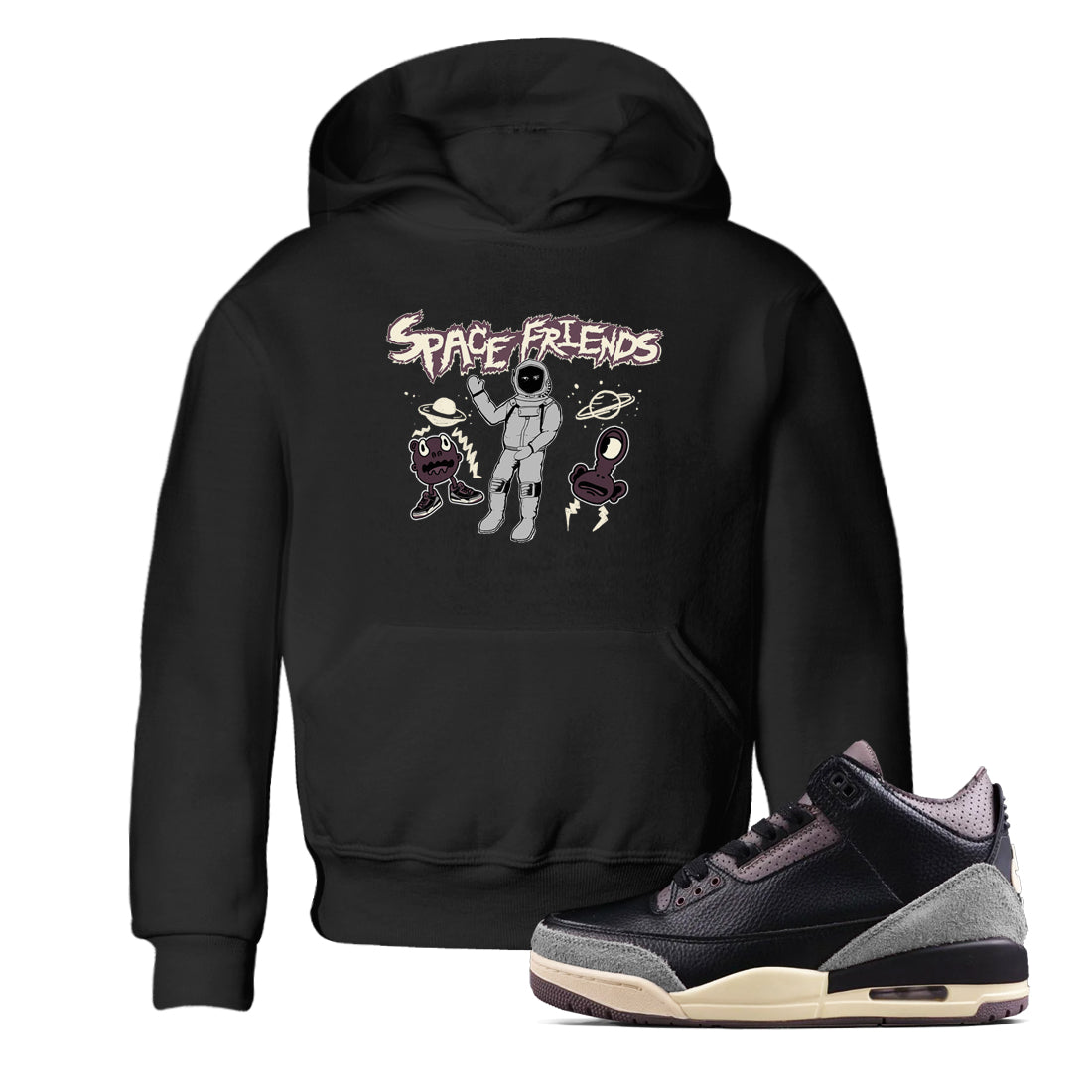 Space Friends snkmatch Tees Kids - Air Jordan 3 A Ma Maniere x Black