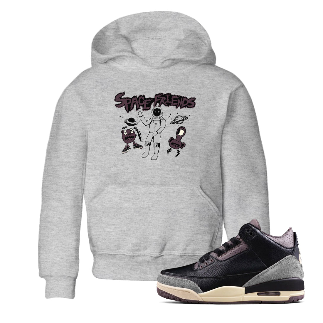 Space Friends snkmatch Tees Kids - Air Jordan 3 A Ma Maniere x Black