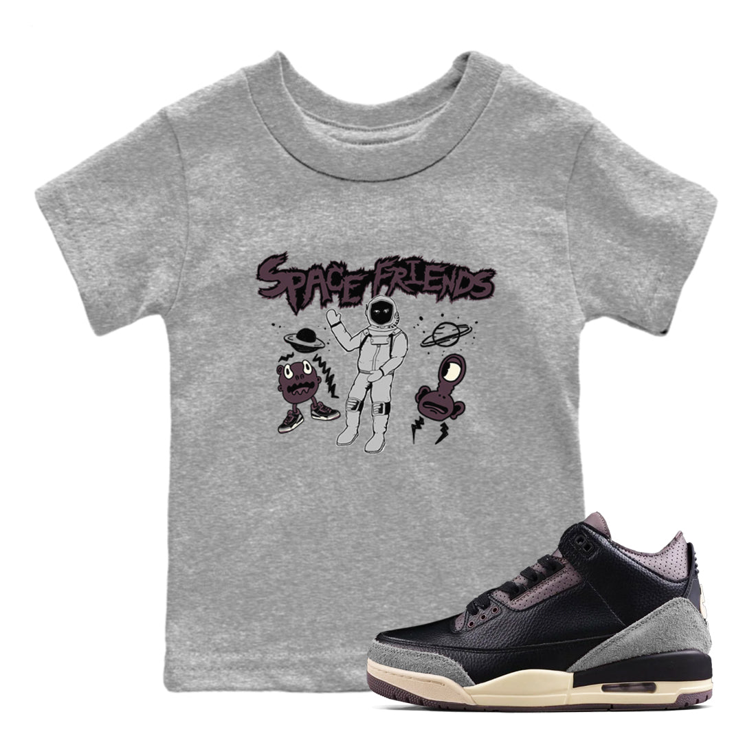 Space Friends snkmatch Tees Kids - Air Jordan 3 A Ma Maniere x Black