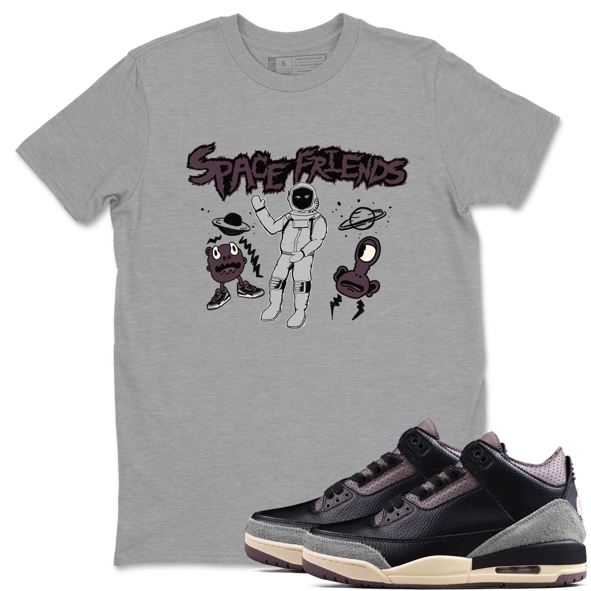 Space Friends snkmatch Tees - Air Jordan 3 A Ma Maniere x Black
