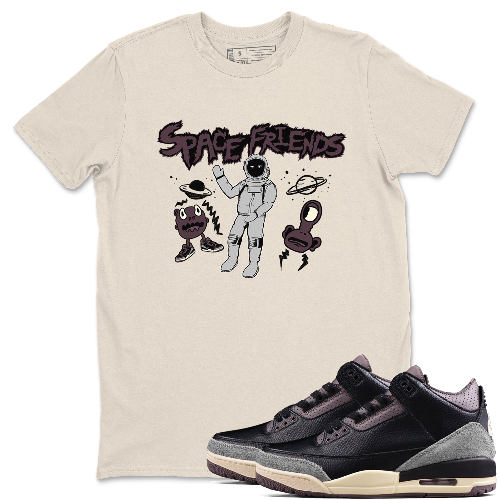 Space Friends snkmatch Tees - Air Jordan 3 A Ma Maniere x Black