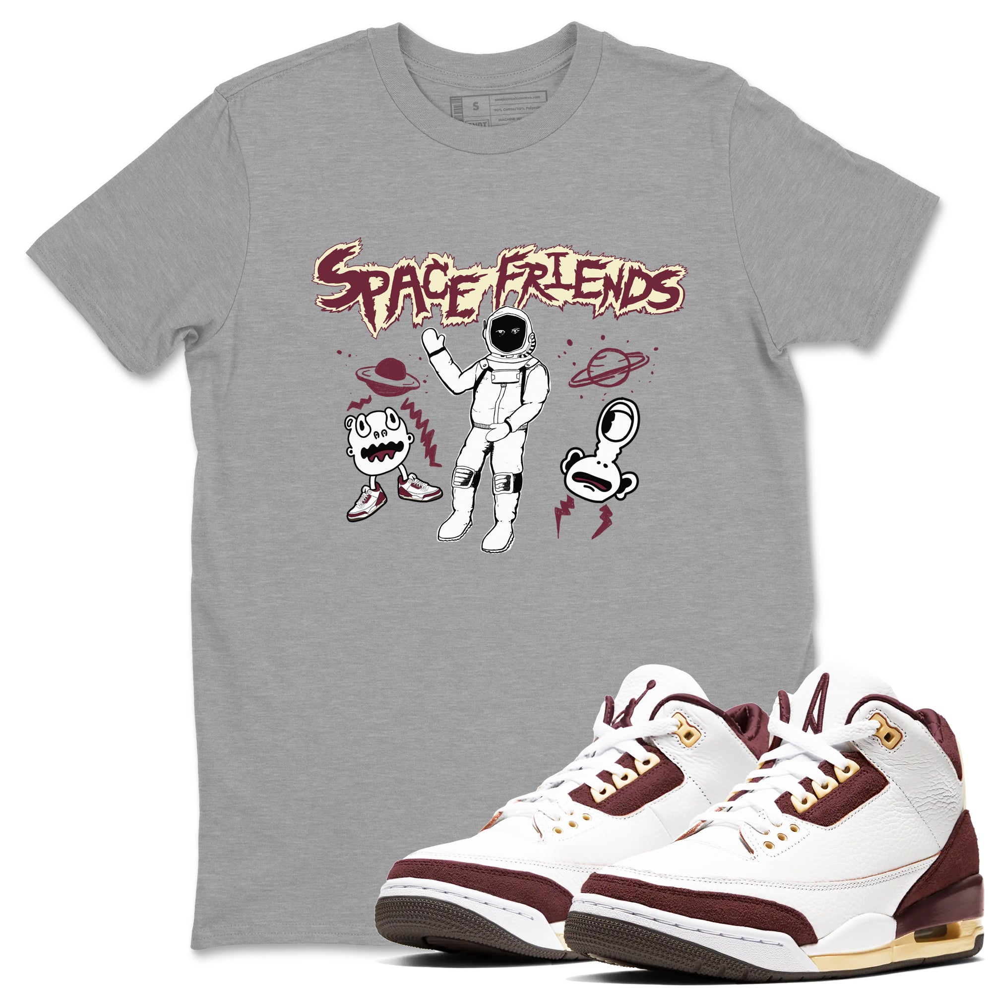 Space Friends snkmatch Tees - Air Jordan 3 A Ma Maniere x Burgundy Crush
