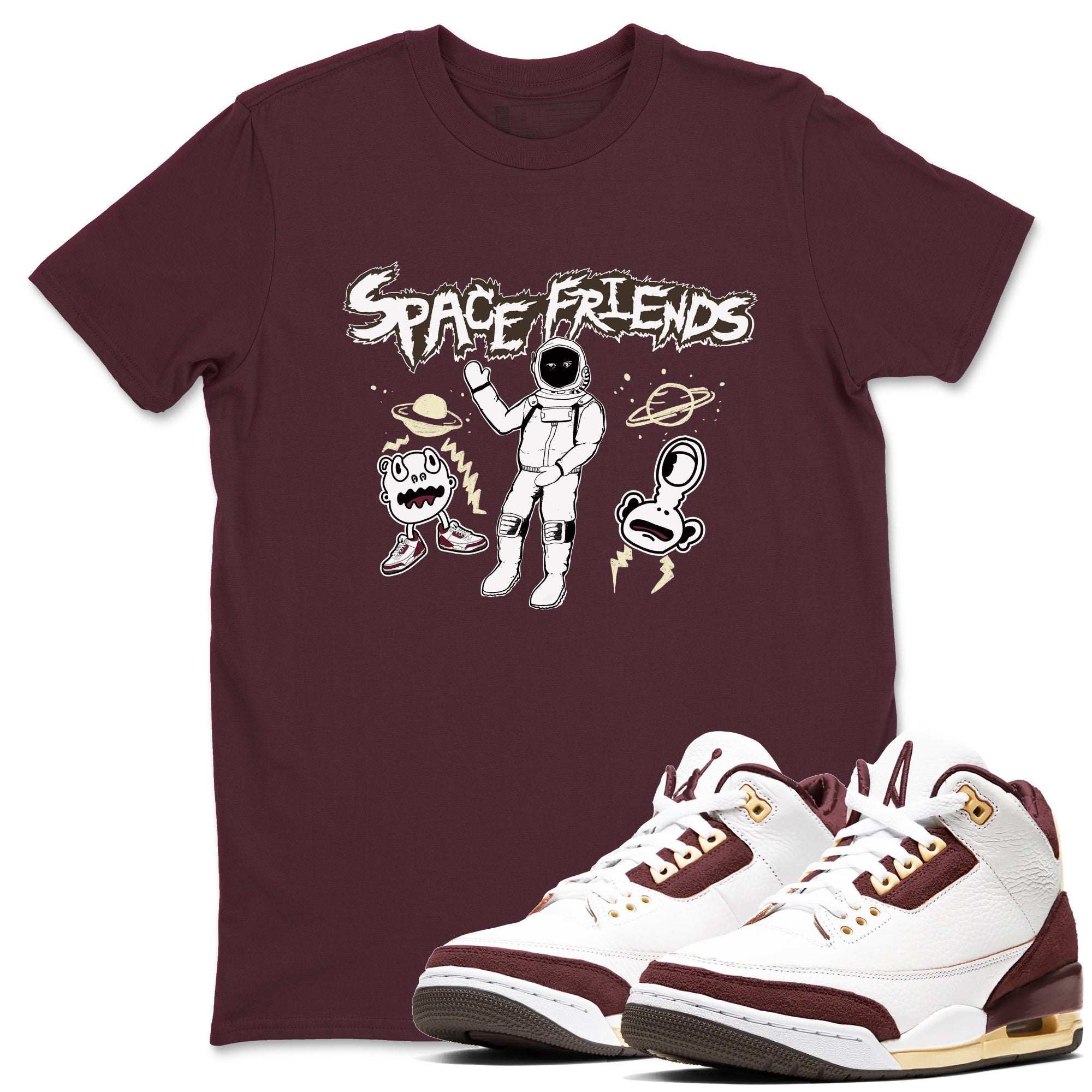 Space Friends snkmatch Tees - Air Jordan 3 A Ma Maniere x Burgundy Crush
