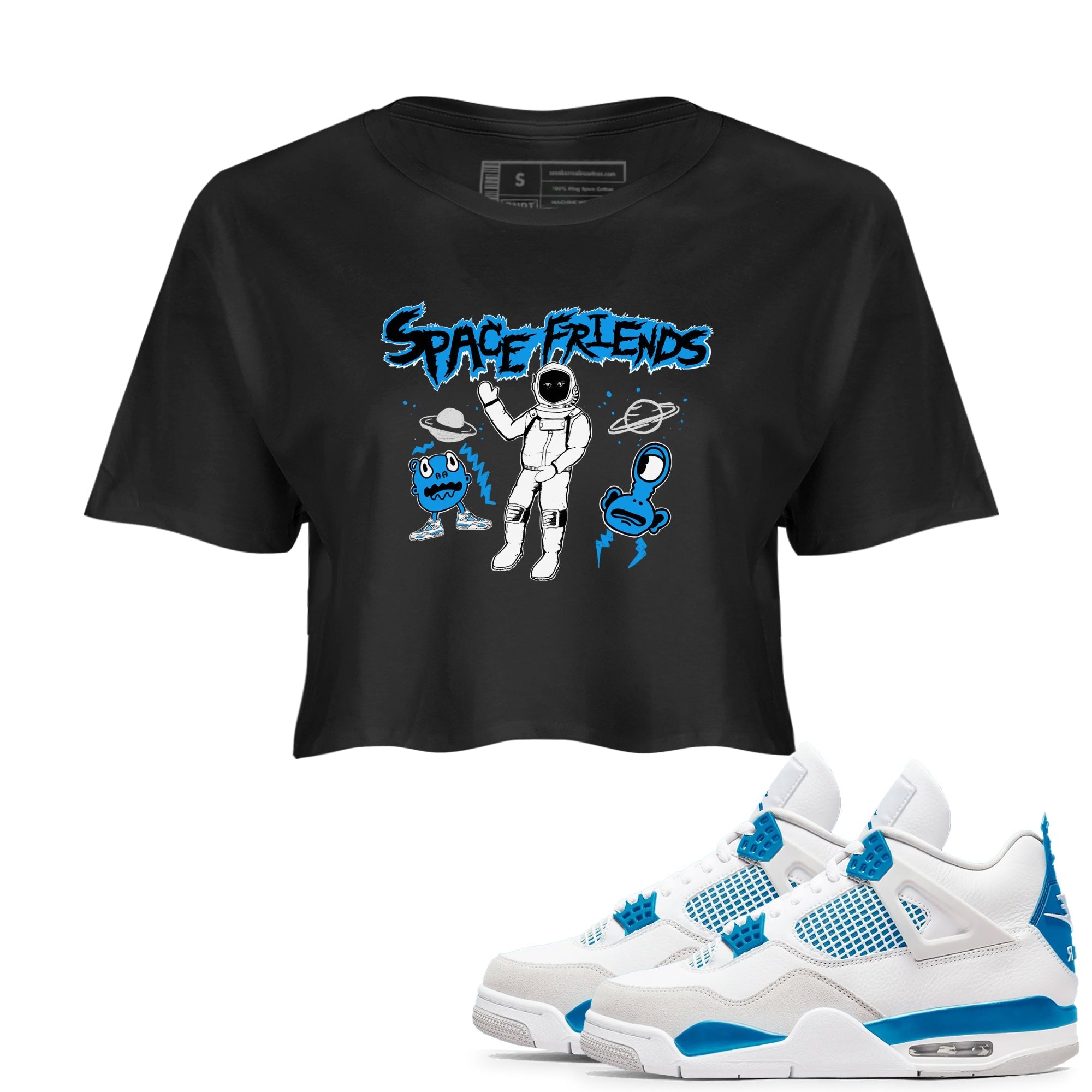 Space Friends snkmatch Women's Top - Air Jordan 4 Military Blue