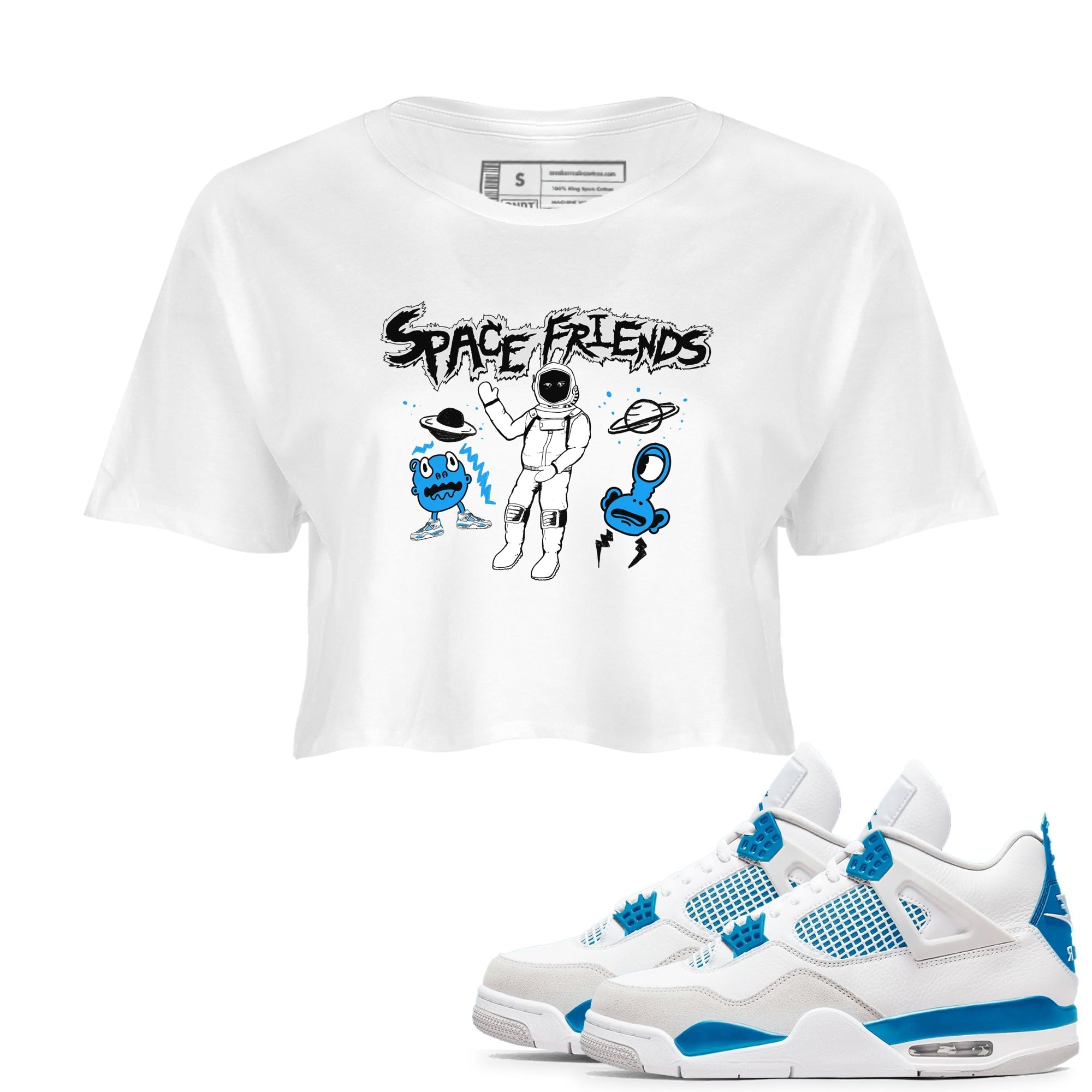 Space Friends snkmatch Women's Top - Air Jordan 4 Military Blue
