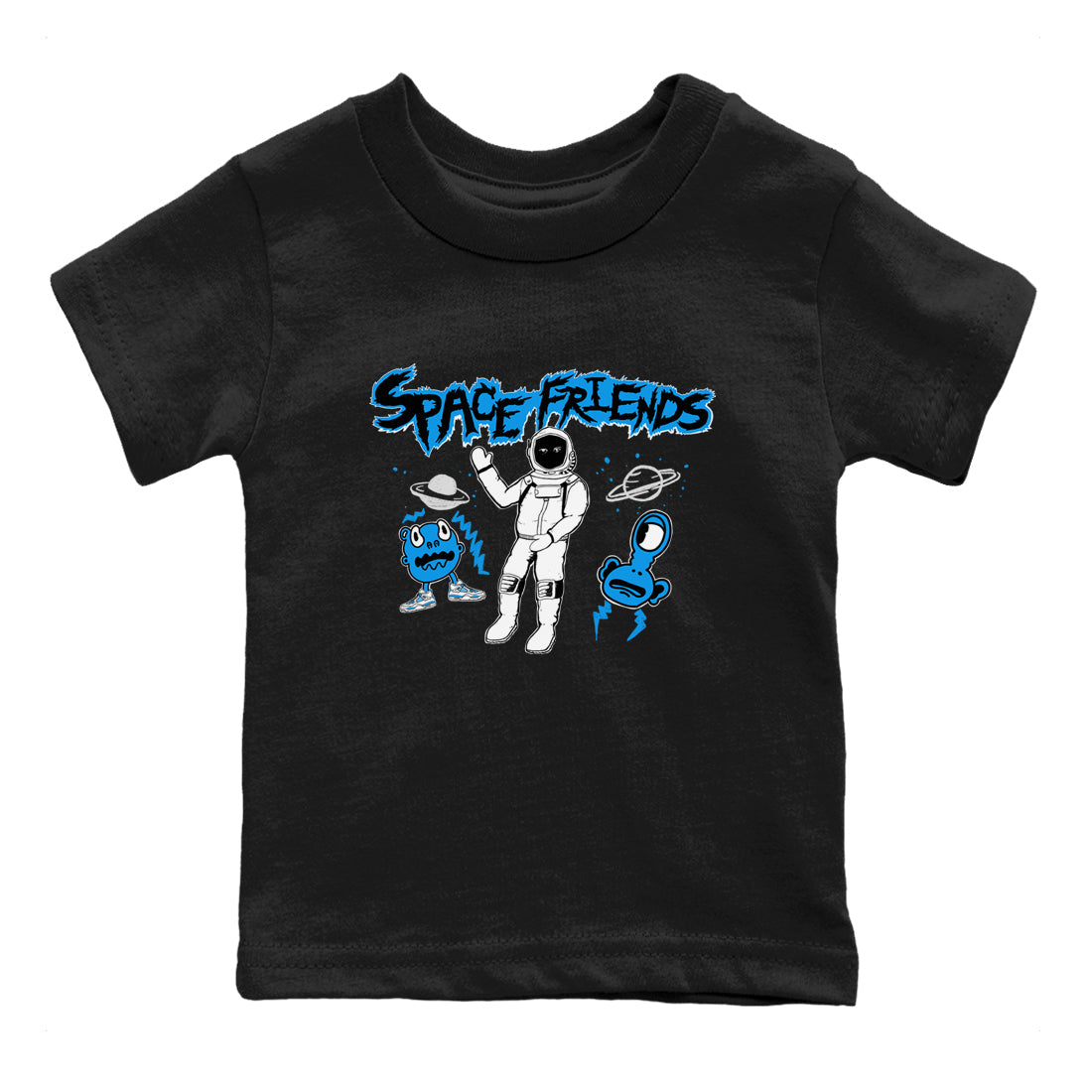 Space Friends snkmatch Tees Kids - Air Jordan 4 Military Blue