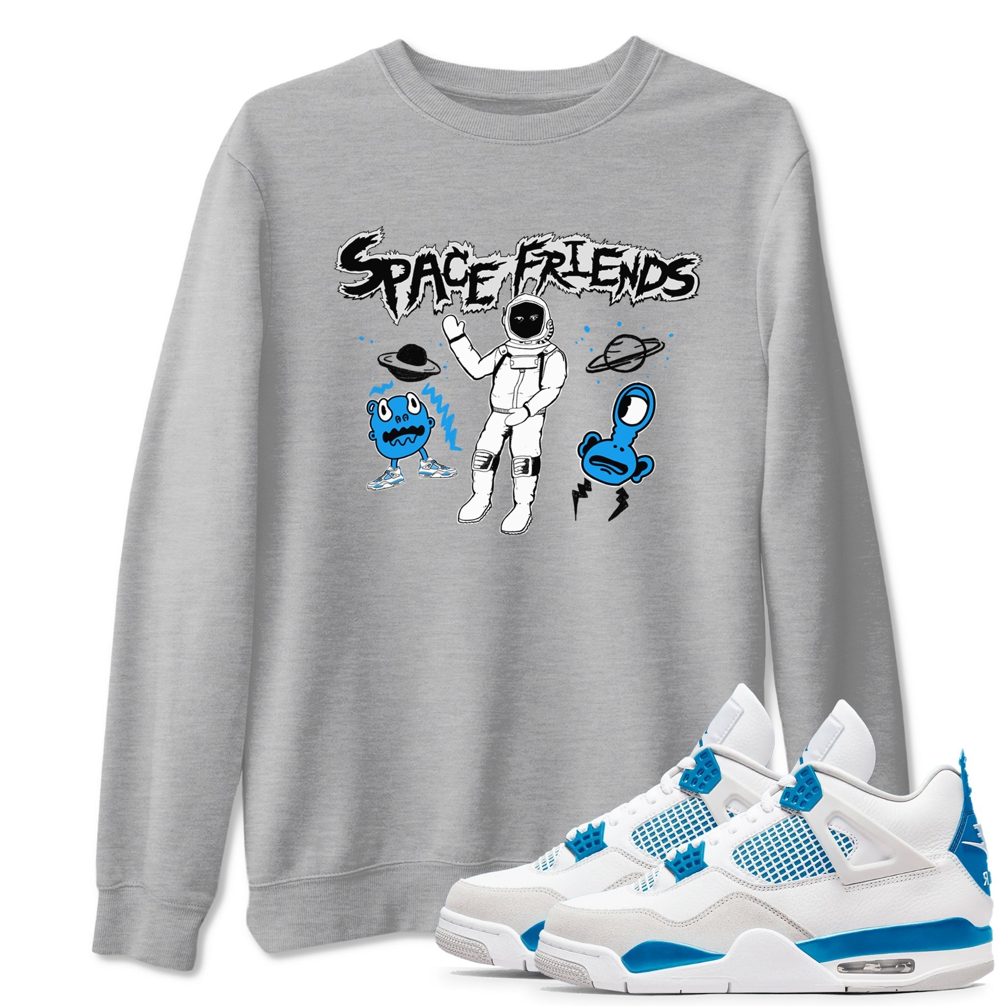 Space Friends snkmatch Tees - Air Jordan 4 Military Blue