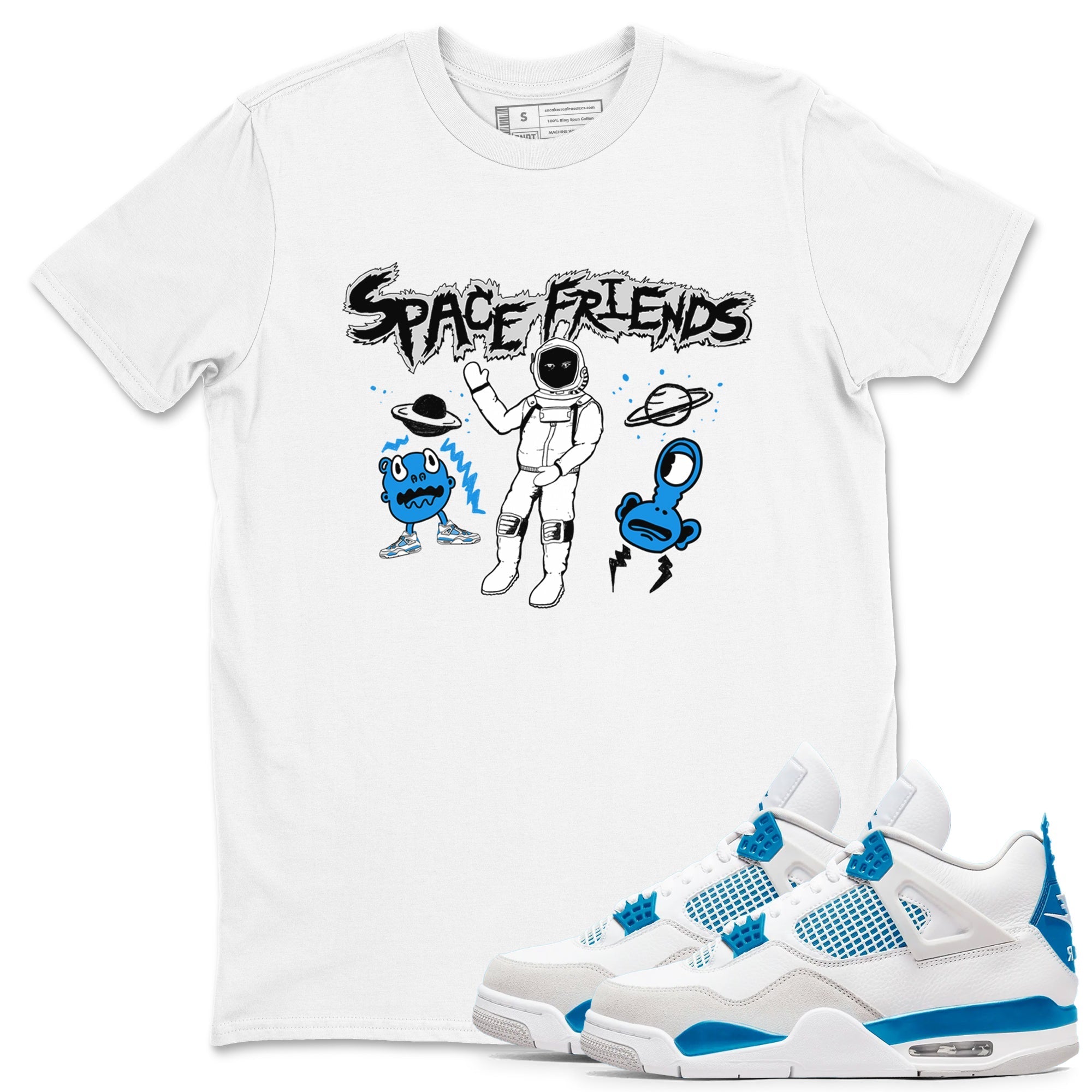 Space Friends snkmatch Tees - Air Jordan 4 Military Blue
