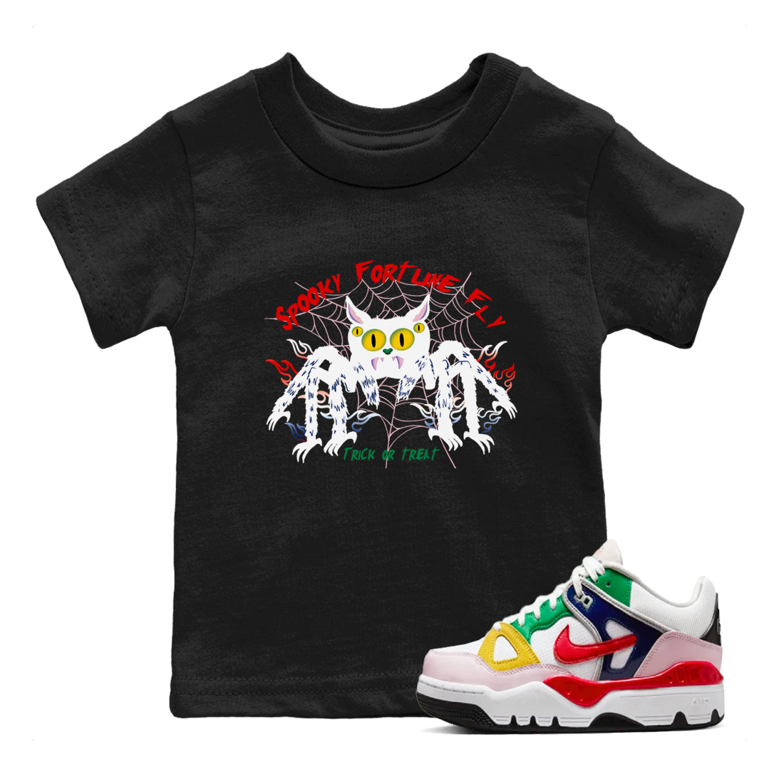 Spooky Fortune Fly snkmatch Tees Kids - Air Force 3 Blue Void and Tour Yellow