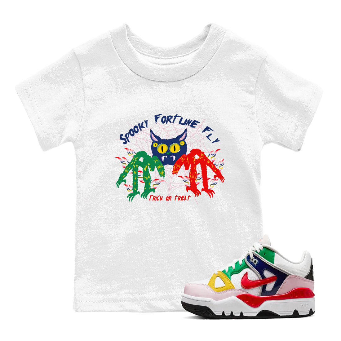 Spooky Fortune Fly snkmatch Tees Kids - Air Force 3 Blue Void and Tour Yellow
