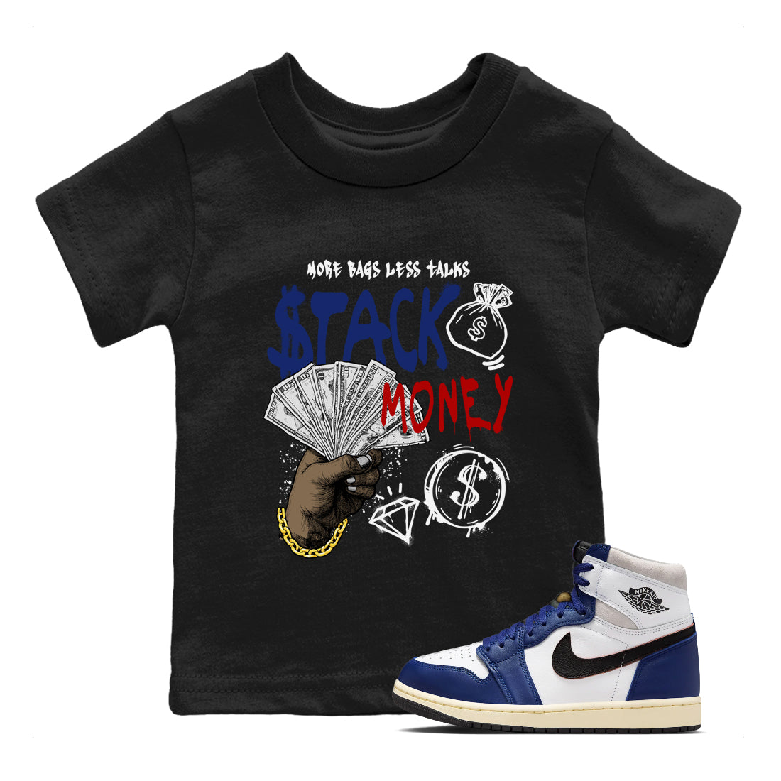 Stack Money snkmatch Tees Kids - Air Jordan 1 Rare Air