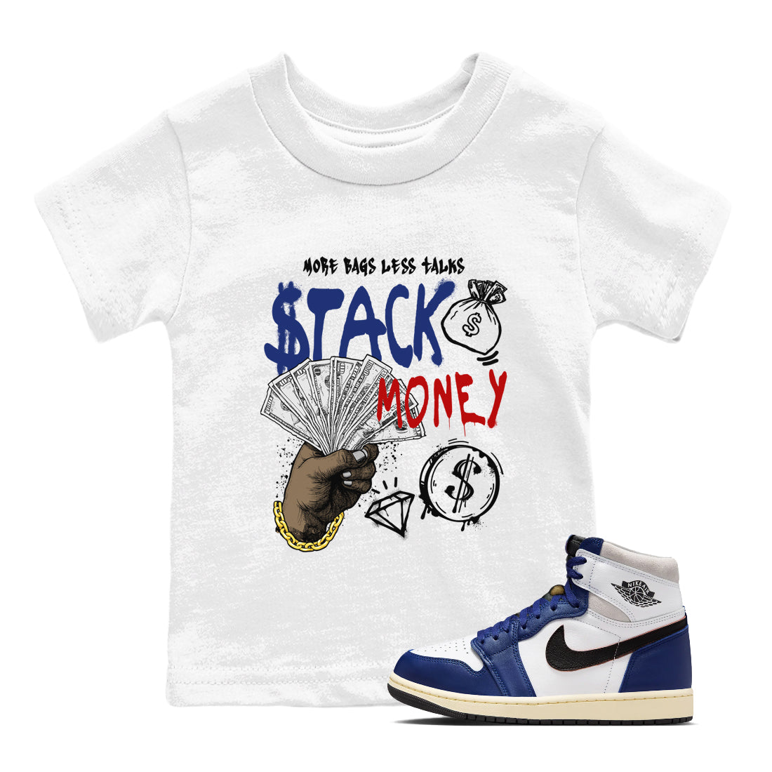 Stack Money snkmatch Tees Kids - Air Jordan 1 Rare Air