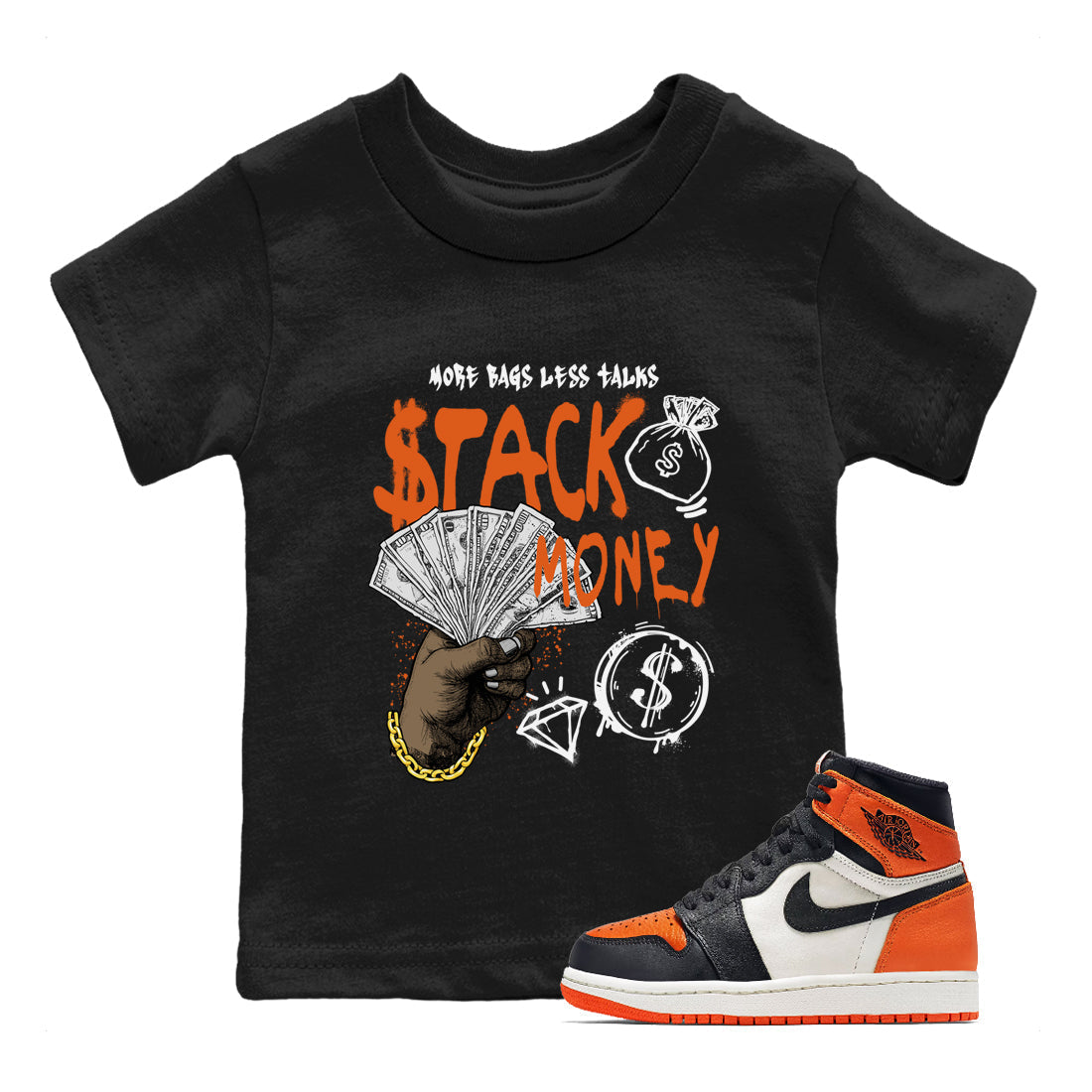 Stack Money snkmatch Tees Kids - Air Jordan 1 Shattered Backboard