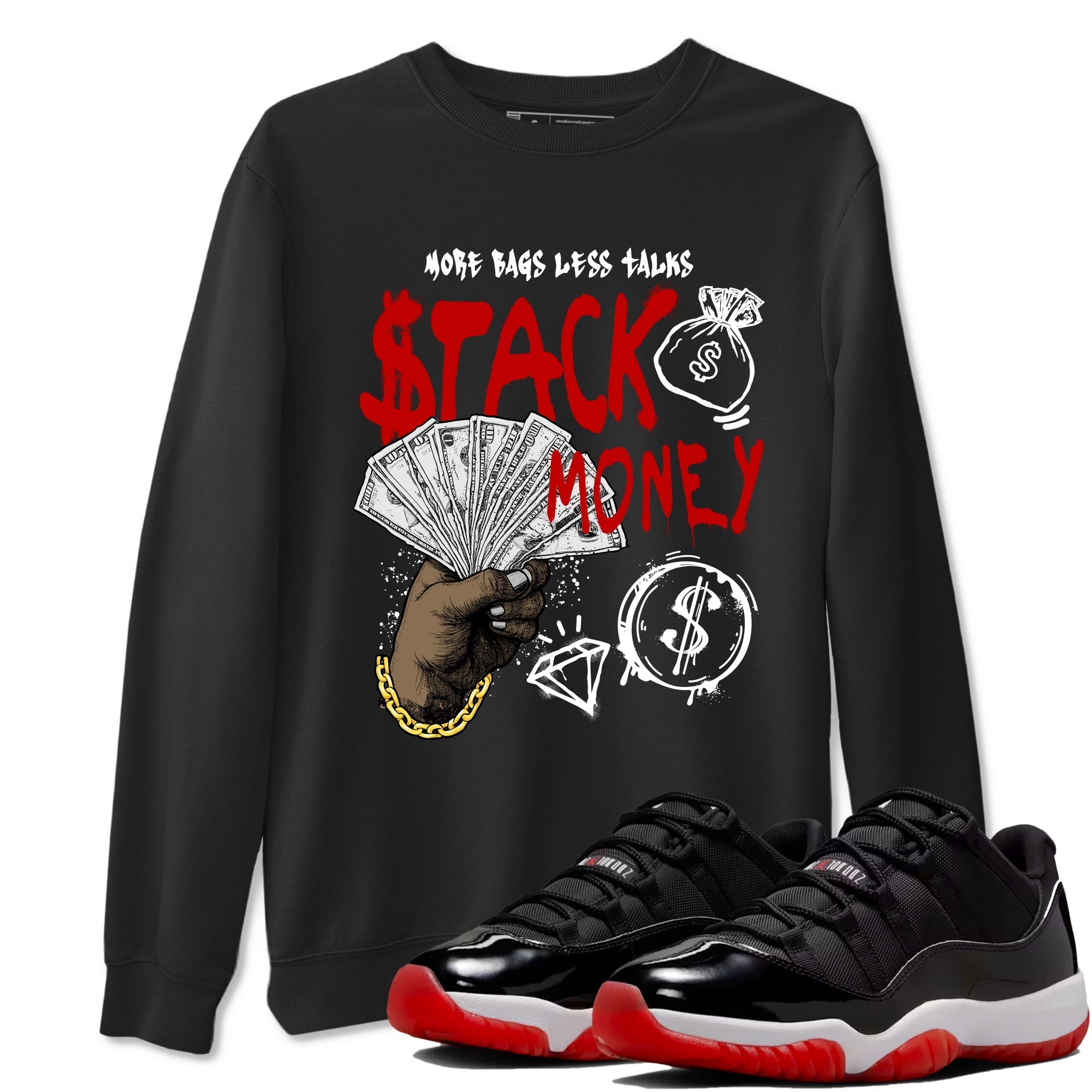 Stack Money snkmatch Tees - Air Jordan 11 Bred