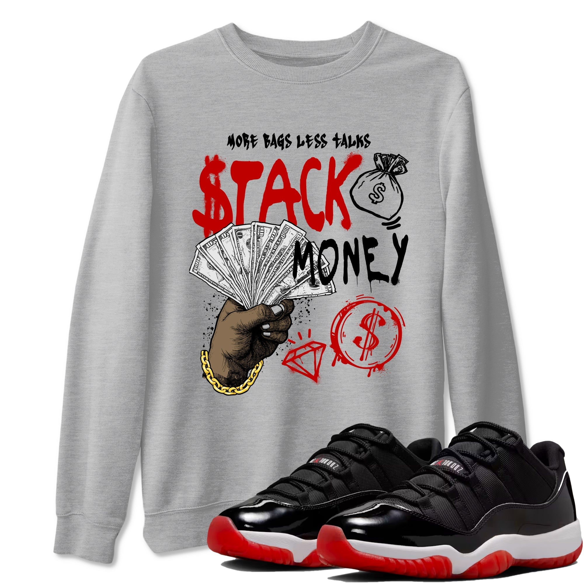 Stack Money snkmatch Tees - Air Jordan 11 Bred