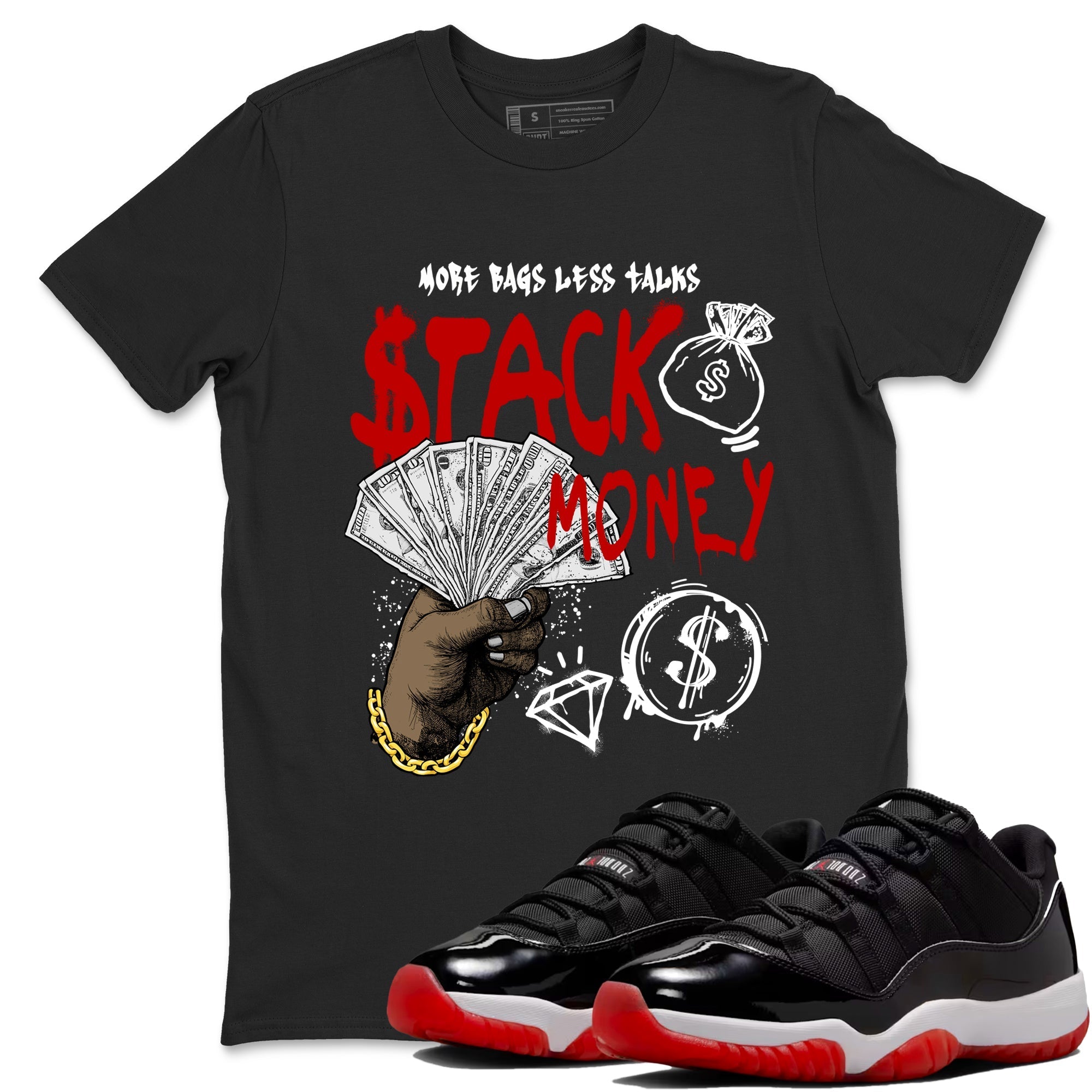 Stack Money snkmatch Tees - Air Jordan 11 Bred