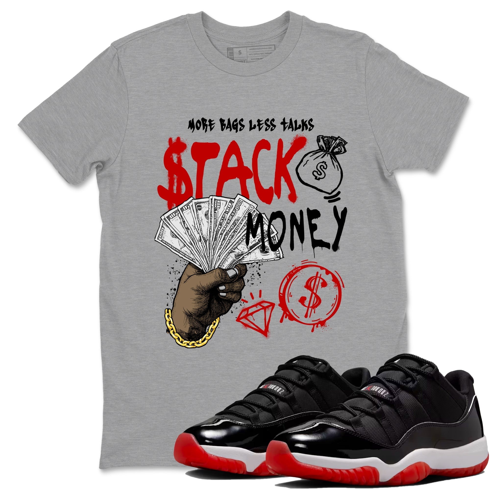 Stack Money snkmatch Tees - Air Jordan 11 Bred