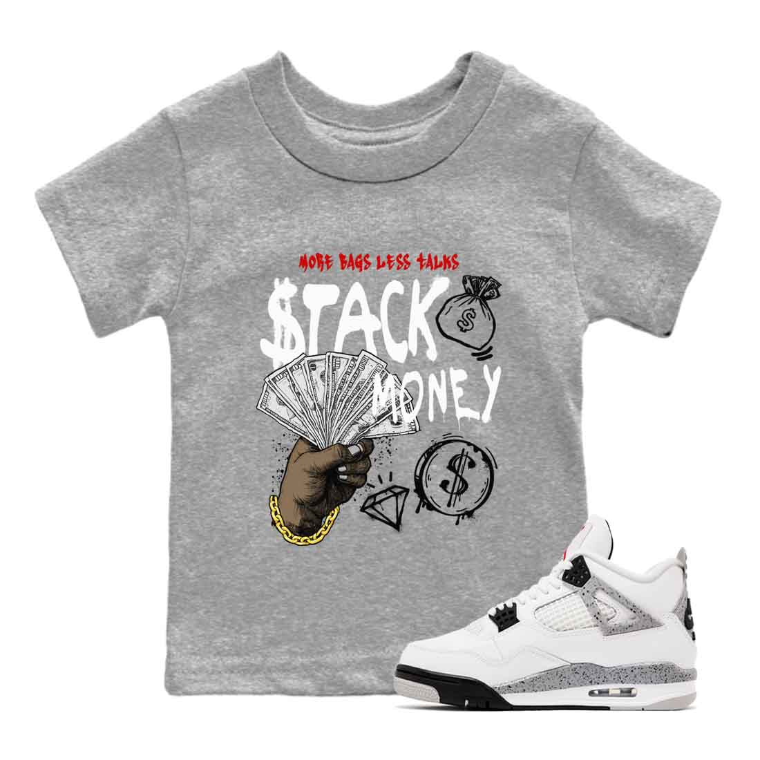 Stack Money snkmatch Tees Kids - Air Jordan 4 White Cement