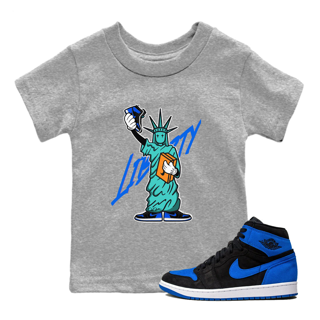 Statue Of Liberty snkmatch Tee Kids - Air Jordan 1 Royal Reimagined