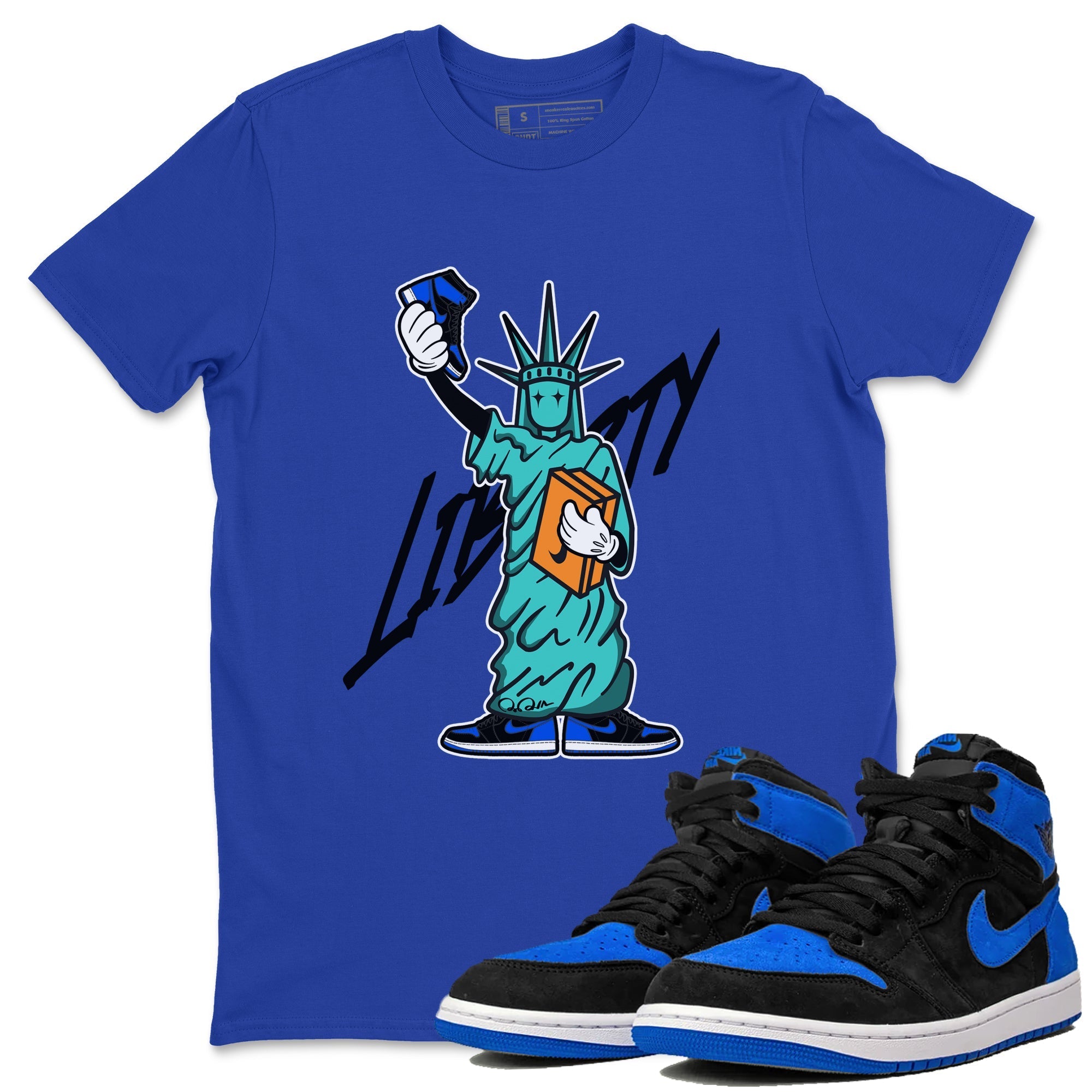 Statue Of Liberty snkmatch Tee - Air Jordan 1 Royal Reimagined