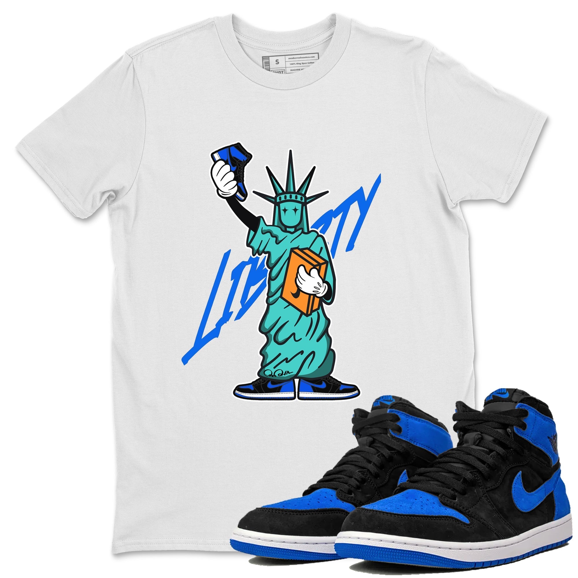 Statue Of Liberty snkmatch Tee - Air Jordan 1 Royal Reimagined
