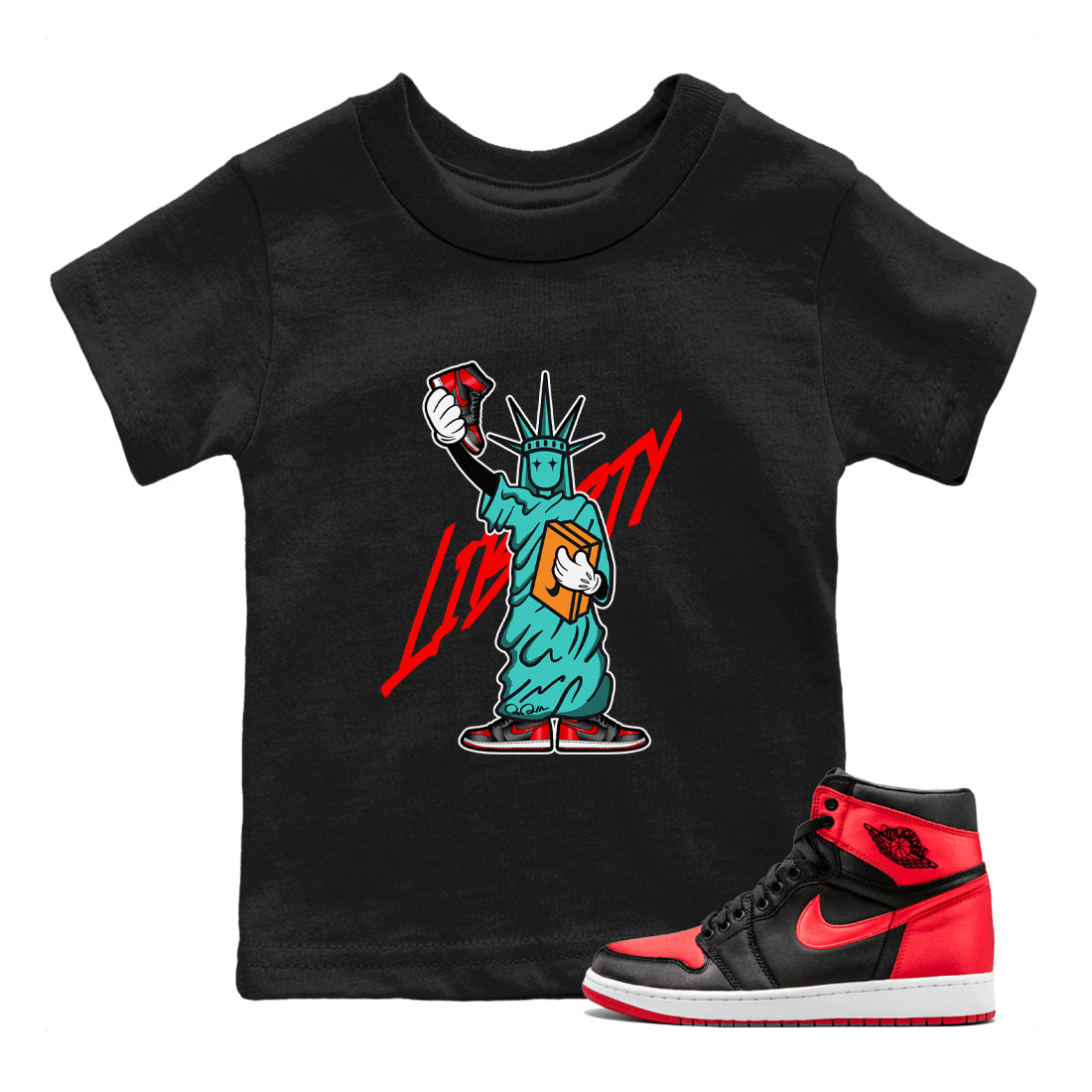 Statue Of Liberty snkmatch Tee Kids - Air Jordan 1 Satin Bred