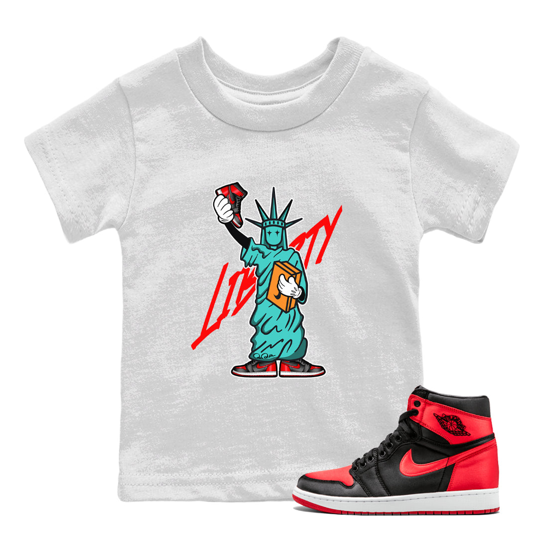 Statue Of Liberty snkmatch Tee Kids - Air Jordan 1 Satin Bred