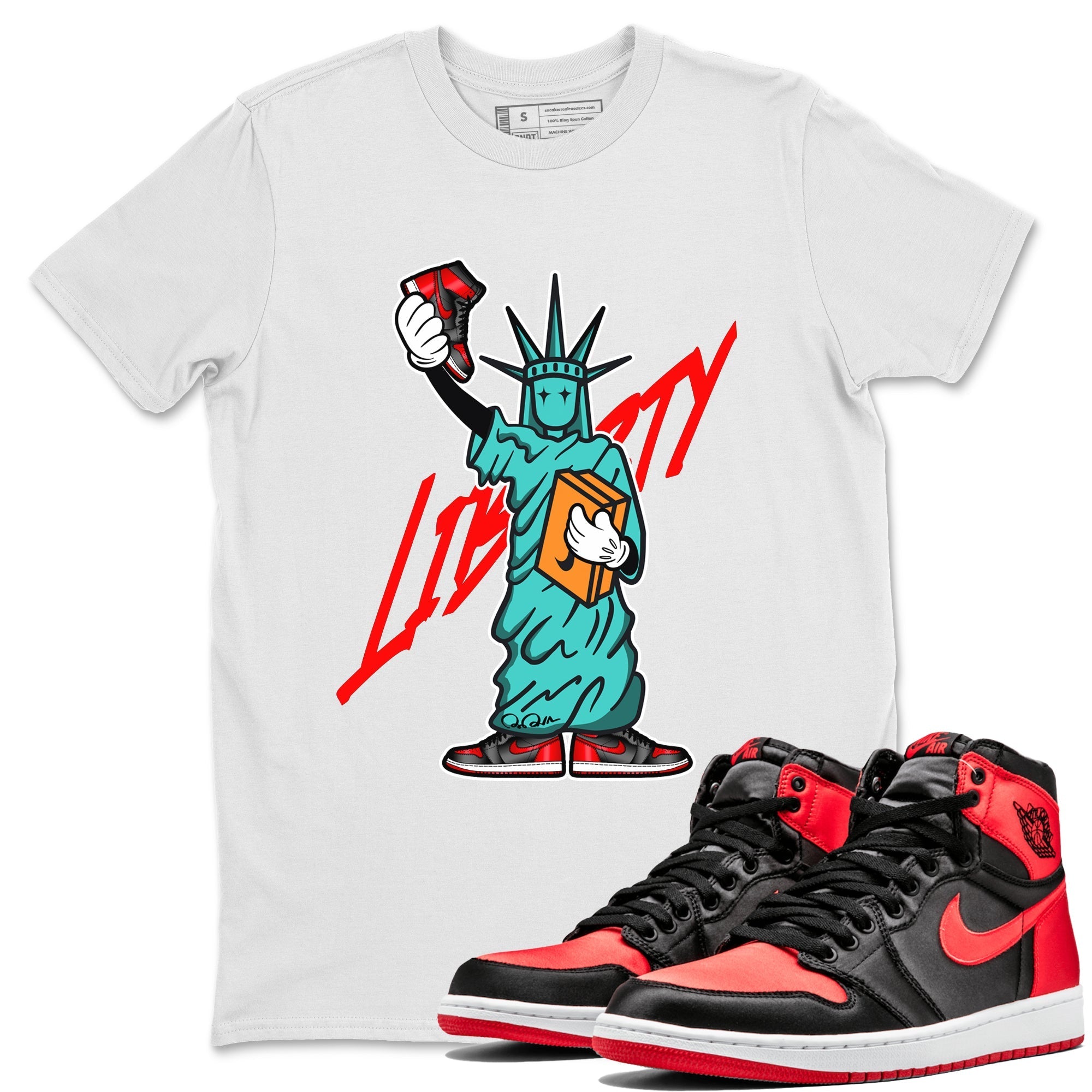 Statue Of Liberty snkmatch Tee - Air Jordan 1 Satin Bred
