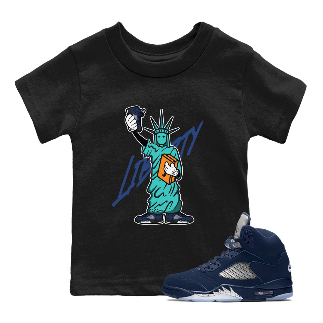 Statue Of Liberty snkmatch Tee Kids - Air Jordan 5 Georgetown