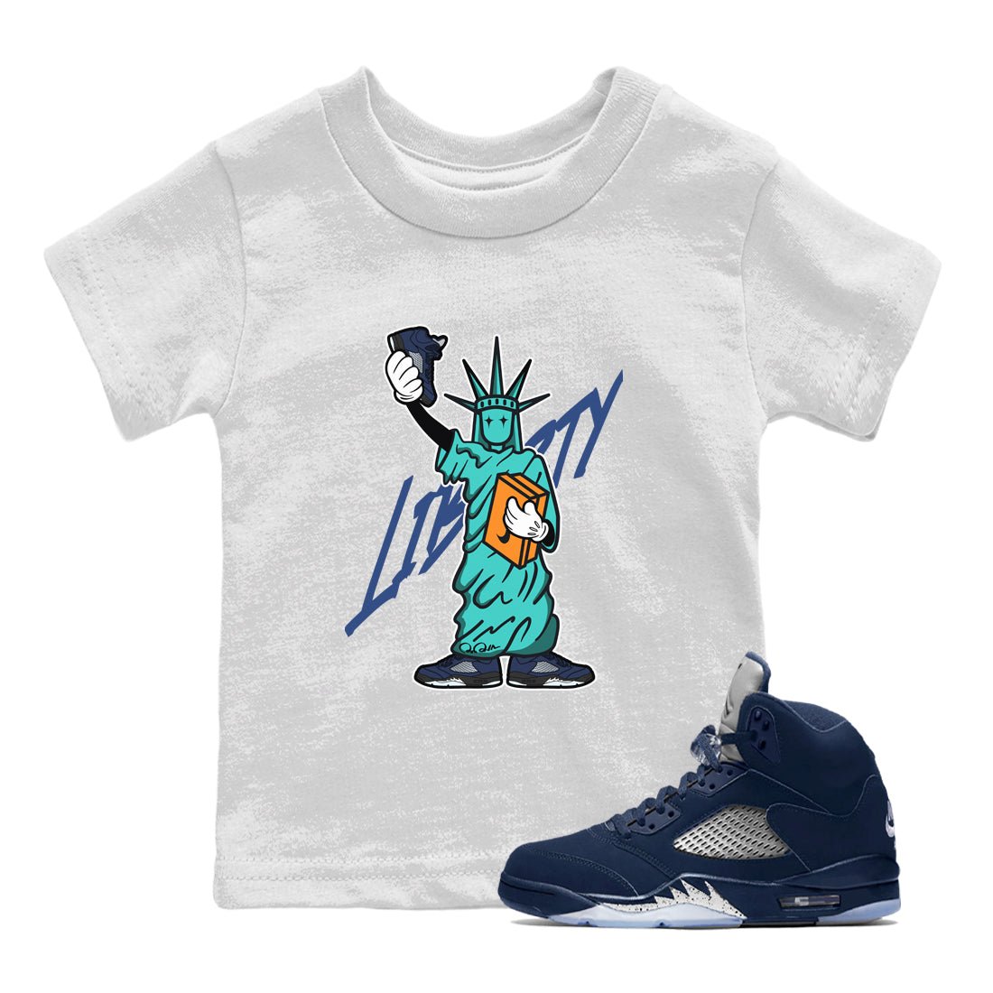 Statue Of Liberty snkmatch Tee Kids - Air Jordan 5 Georgetown