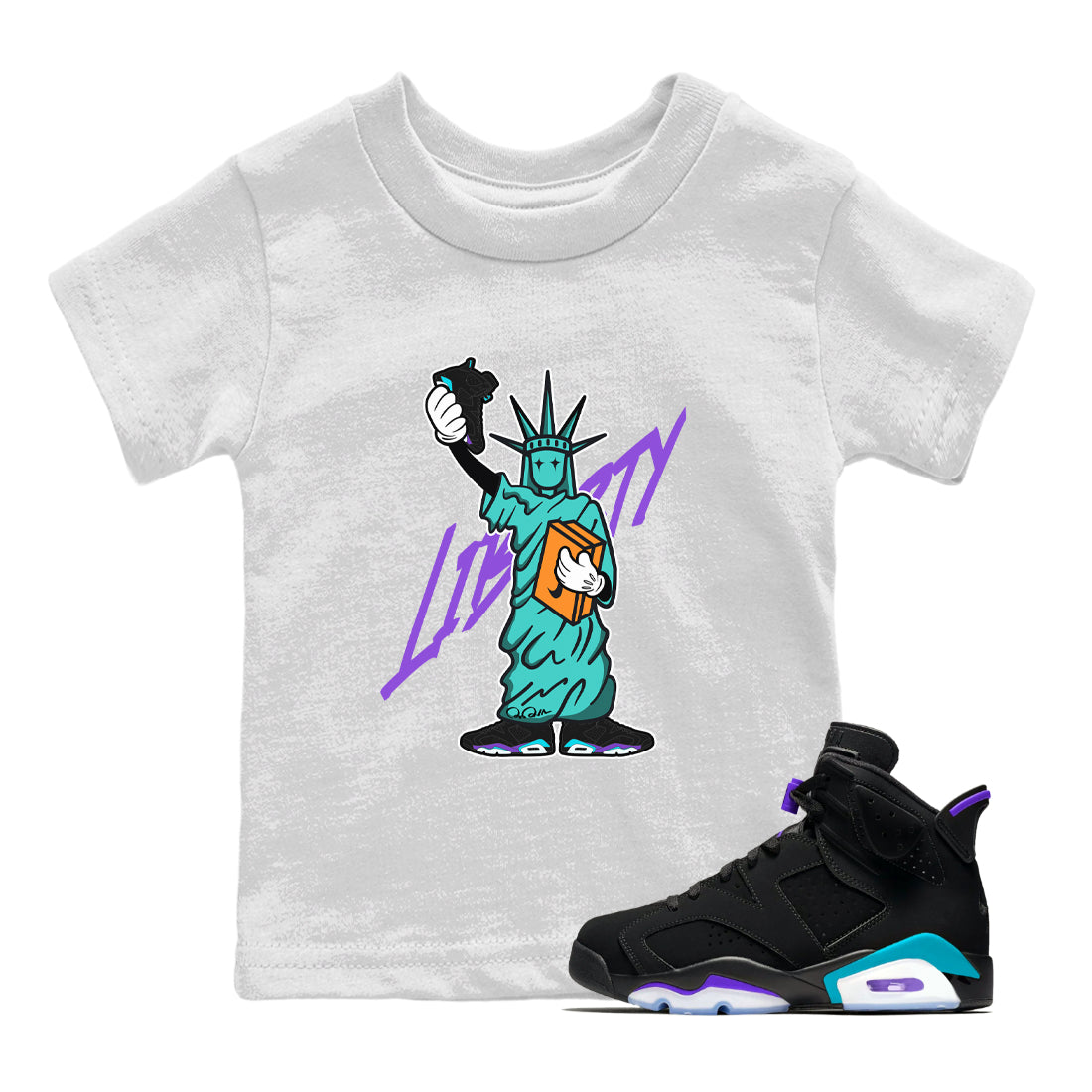 Statue Of Liberty snkmatch Tee Kids - Air Jordan 6 Aqua
