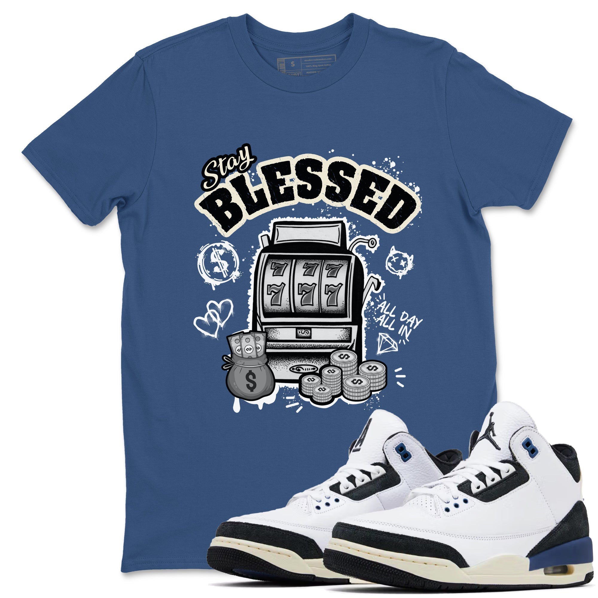 Stay Blessed snkmatch Tees - Air Jordan 3 A Ma Maniere x Diffused Blue