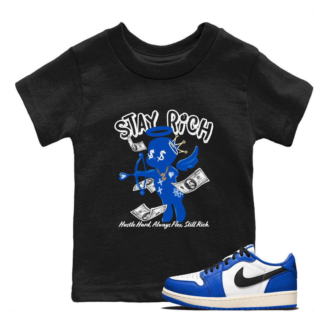 Stay Rich snkmatch Tees Kids - Air Jordan 1 Game Royal