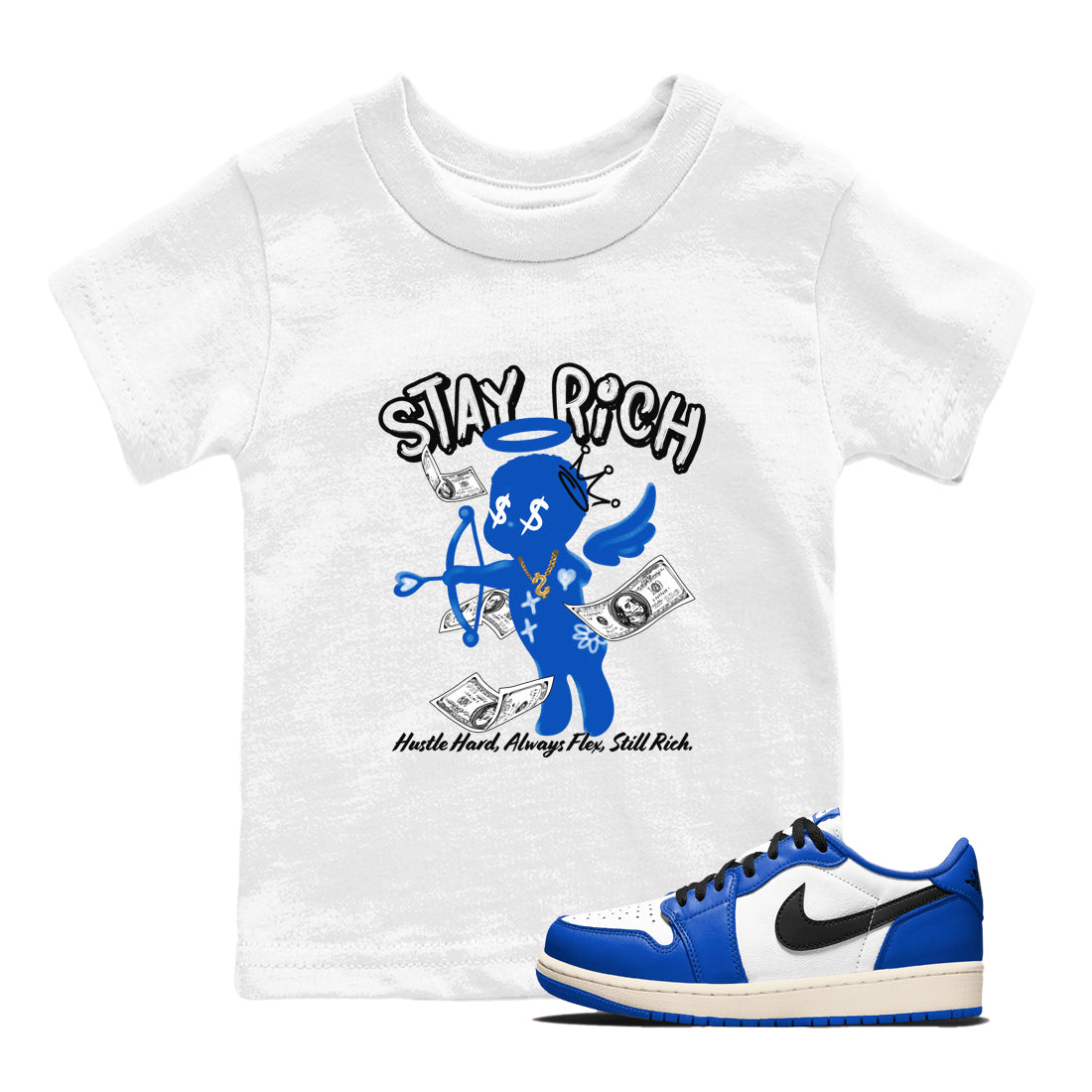 Stay Rich snkmatch Tees Kids - Air Jordan 1 Game Royal