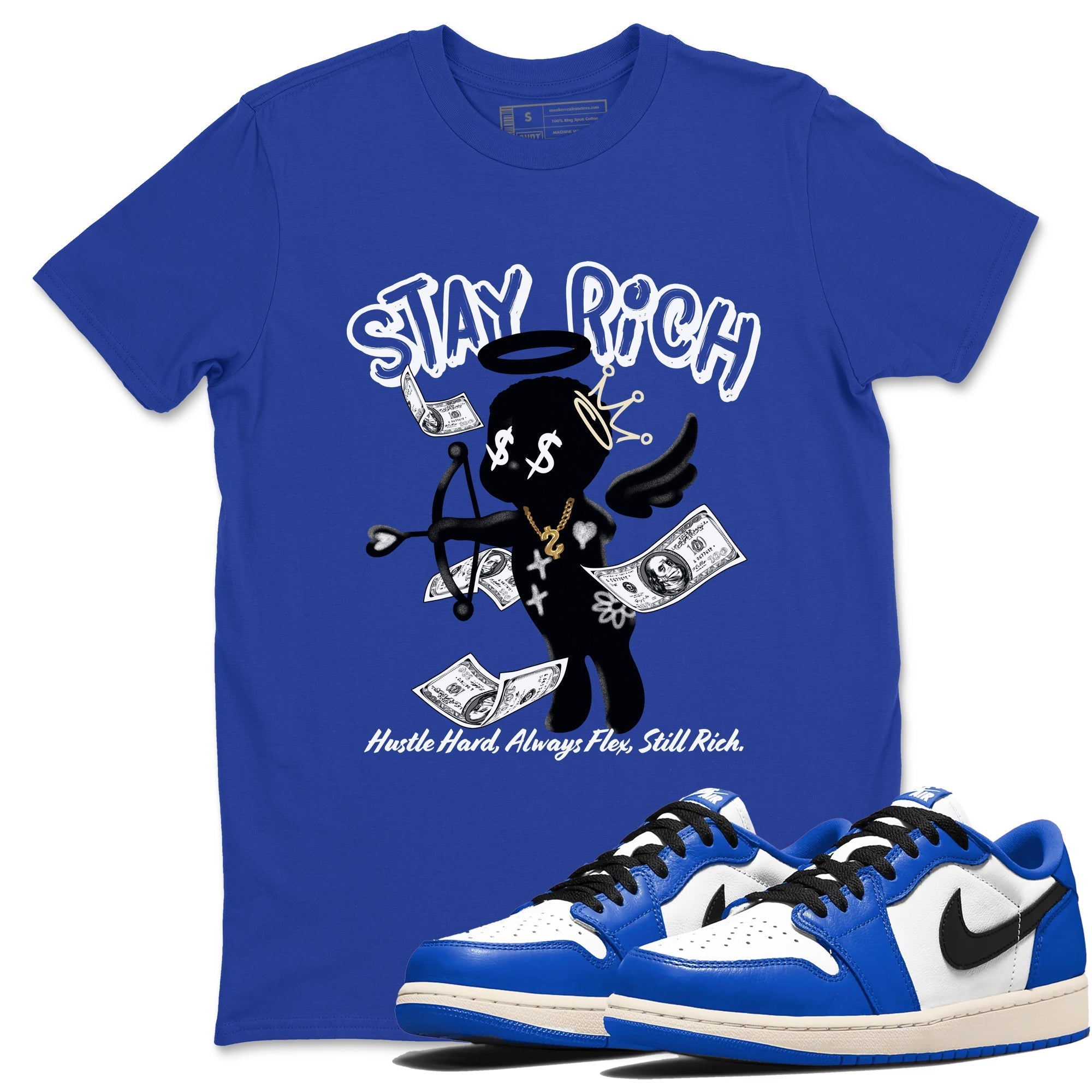 Stay Rich snkmatch Tees - Air Jordan 1 Game Royal