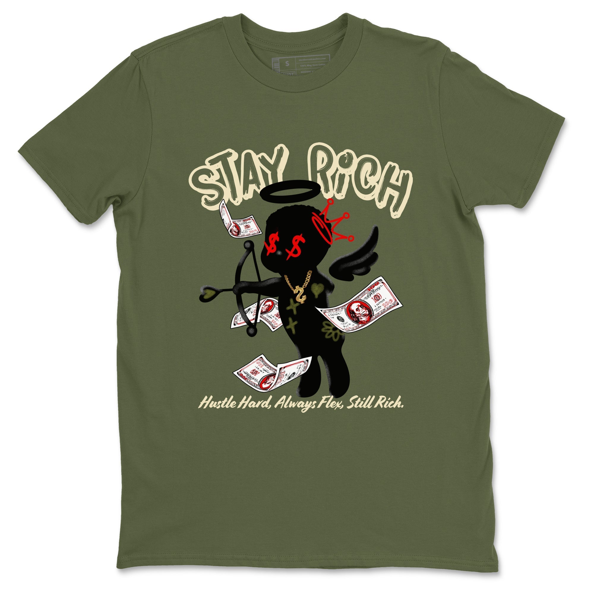 Stay Rich snkmatch Tees - Air Jordan 1 Travis Scott Medium Olive