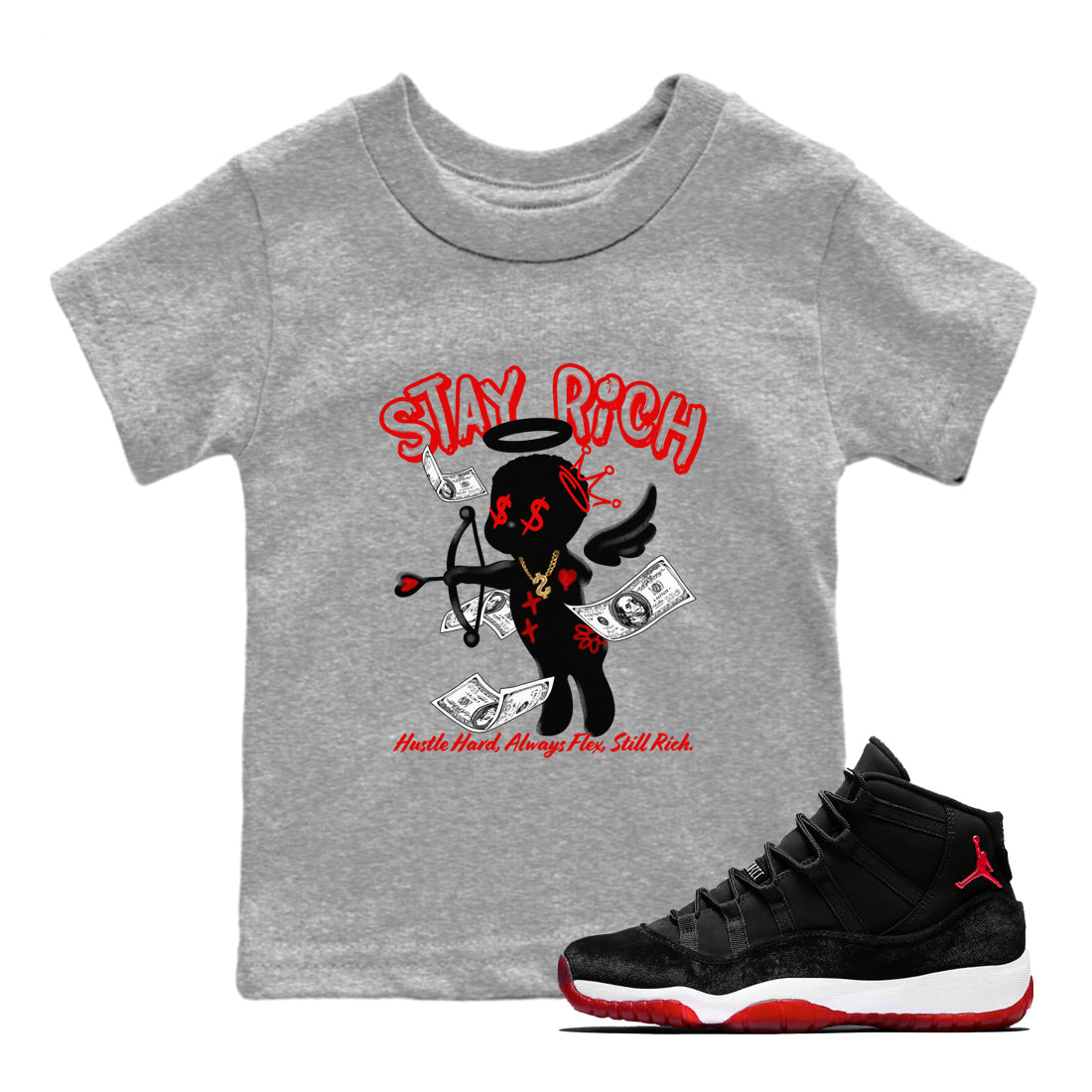 Stay Rich snkmatch Tees Kids - Air Jordan 11 Bred Velvet