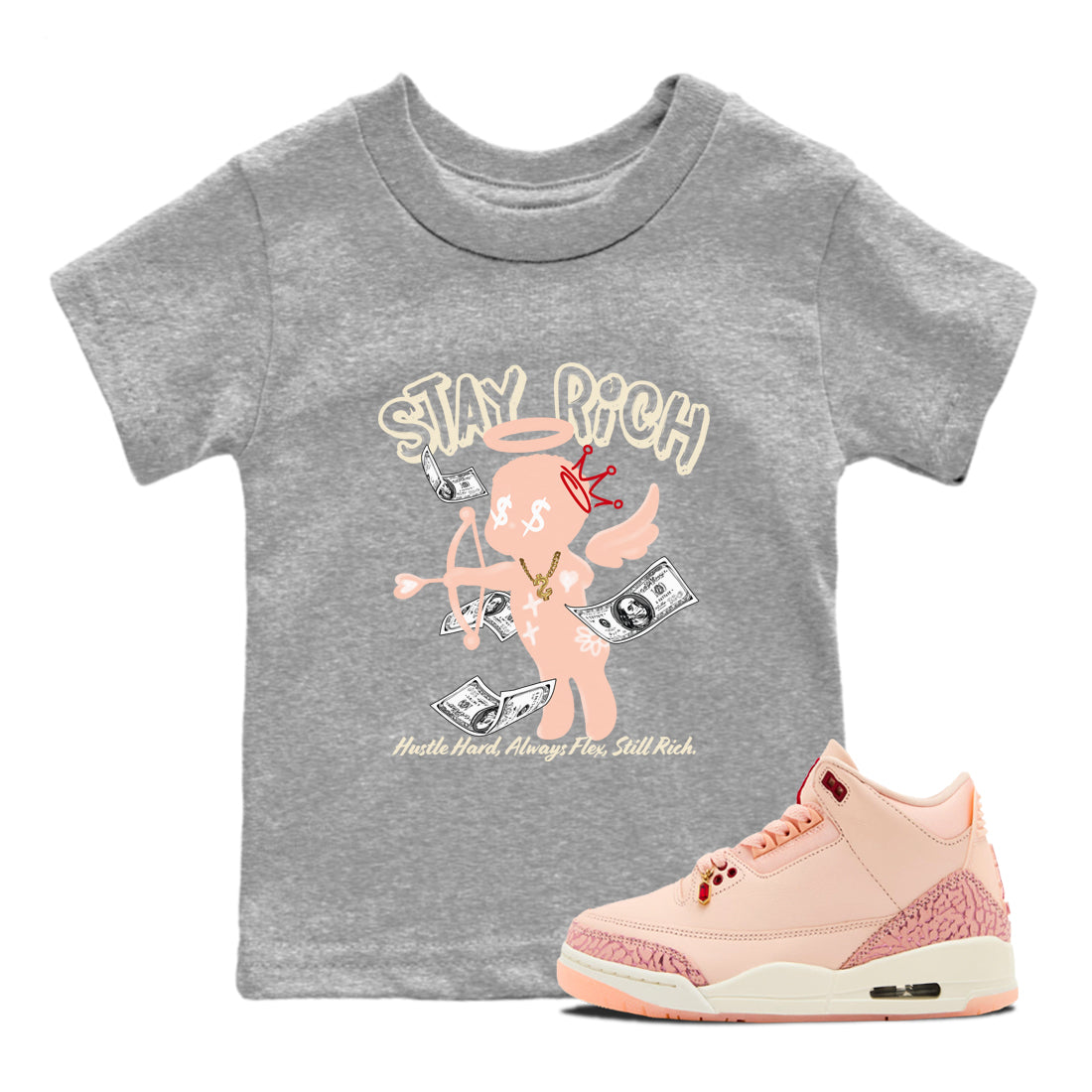 Stay Rich snkmatch Tees Kids - Air Jordan 3 Valentines Day
