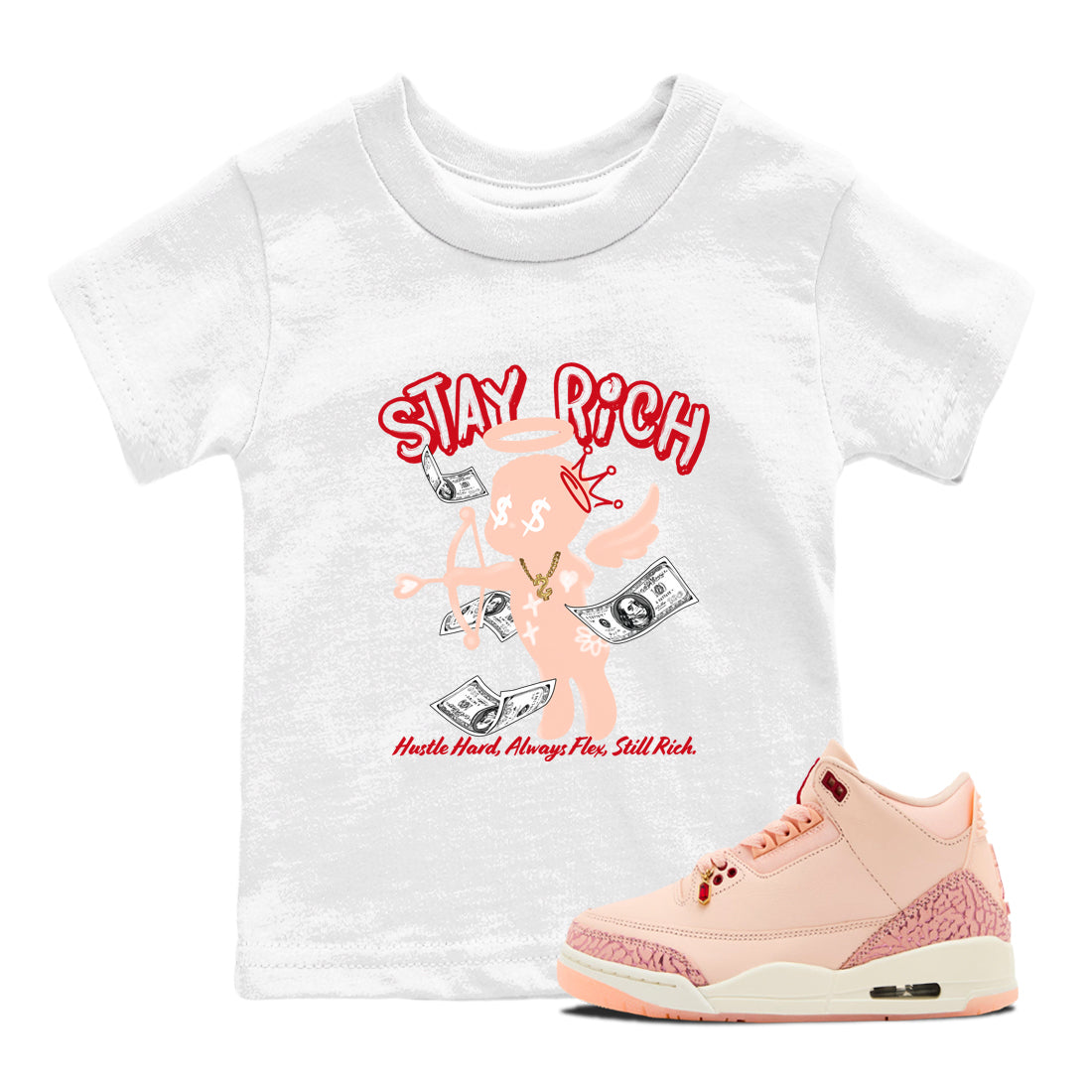 Stay Rich snkmatch Tees Kids - Air Jordan 3 Valentines Day