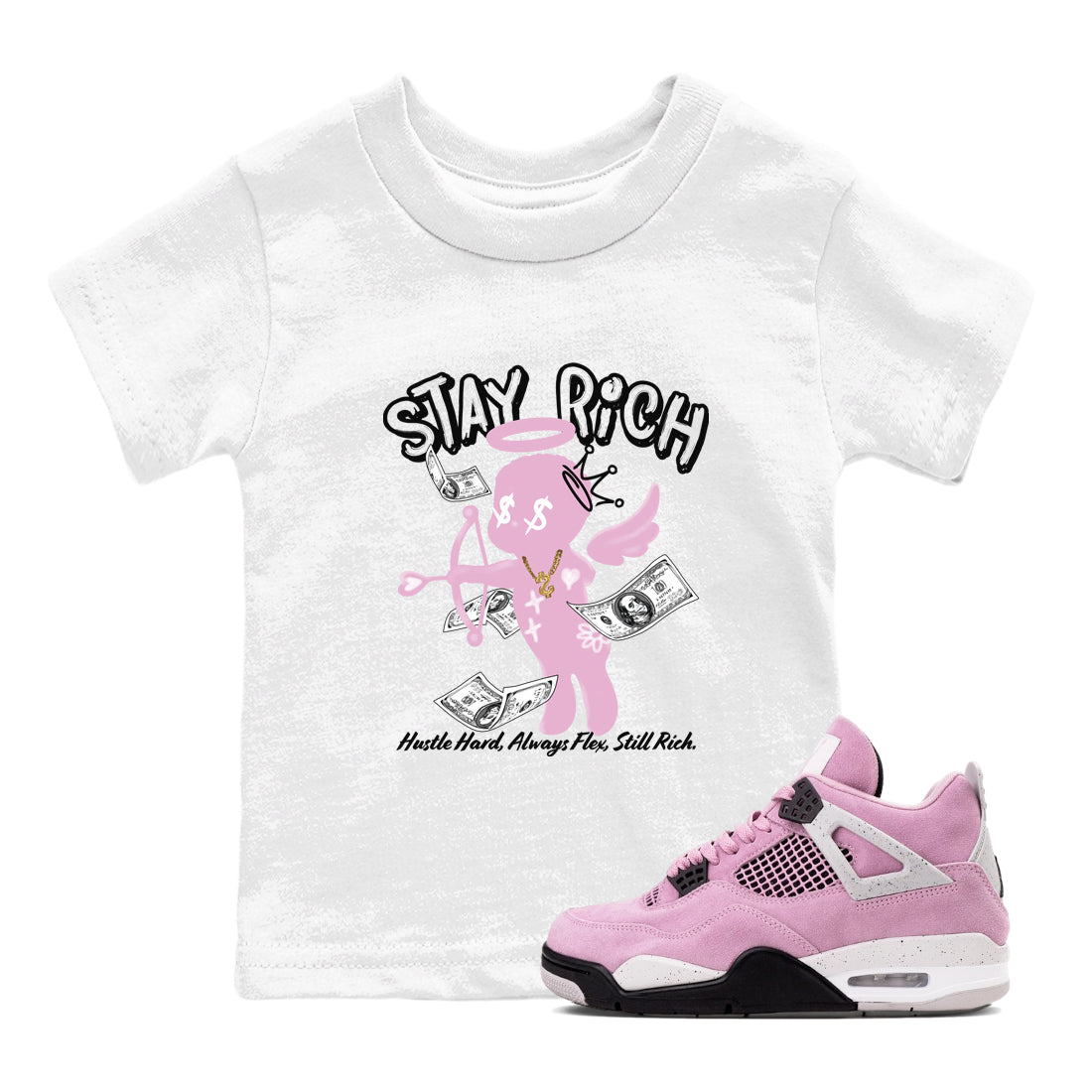 Stay Rich snkmatch Tees Kids - Air Jordan 4 Orchid